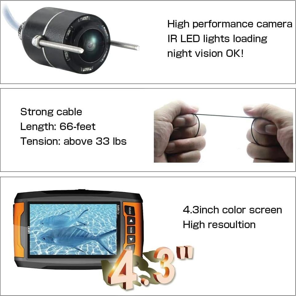 Cámara de Pesca Submarina LUCKYLAKER con Monitor LCD 10.92 cm
