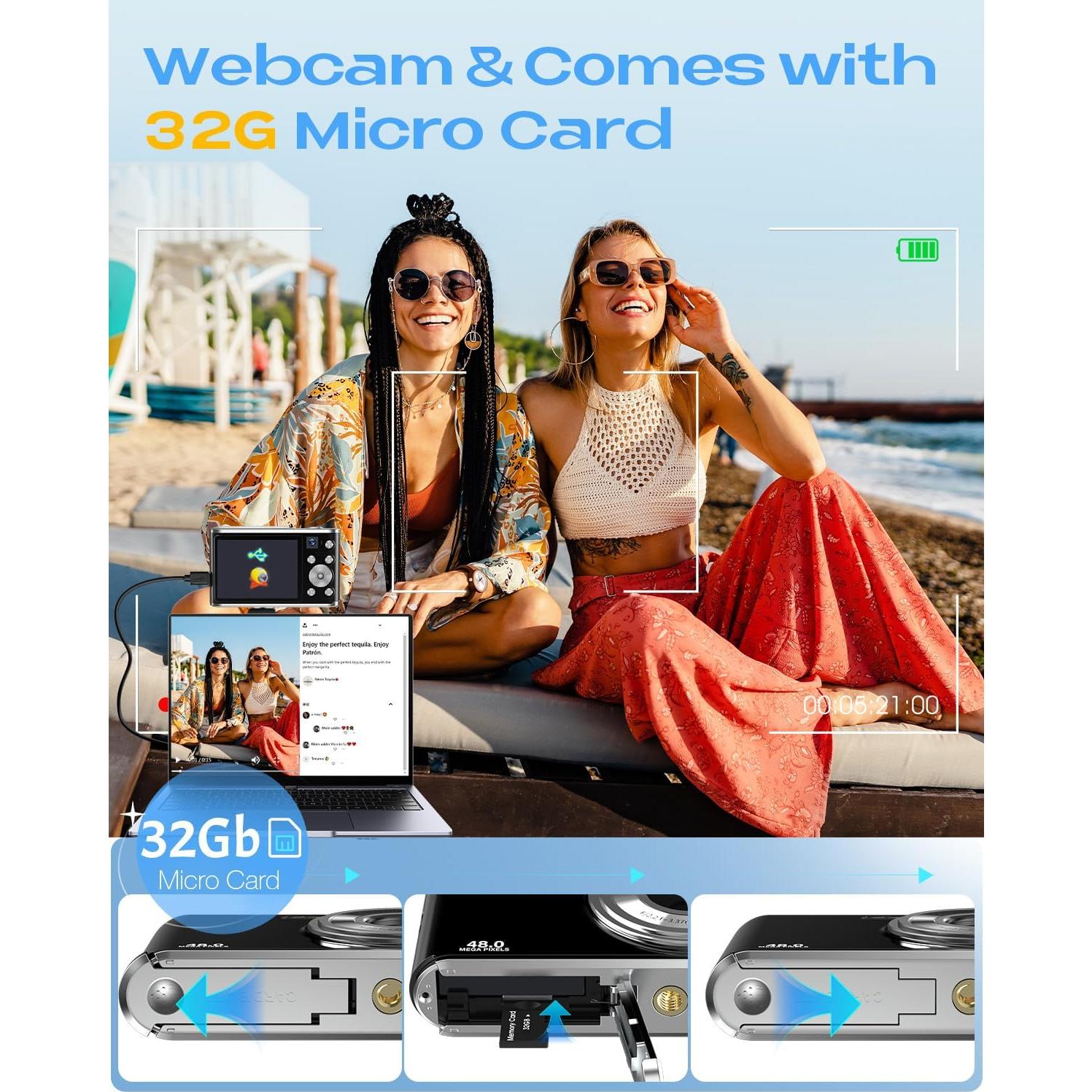 Cámara Digital 4K HICSHON DC306 48MP Autofocus Zoom 16X