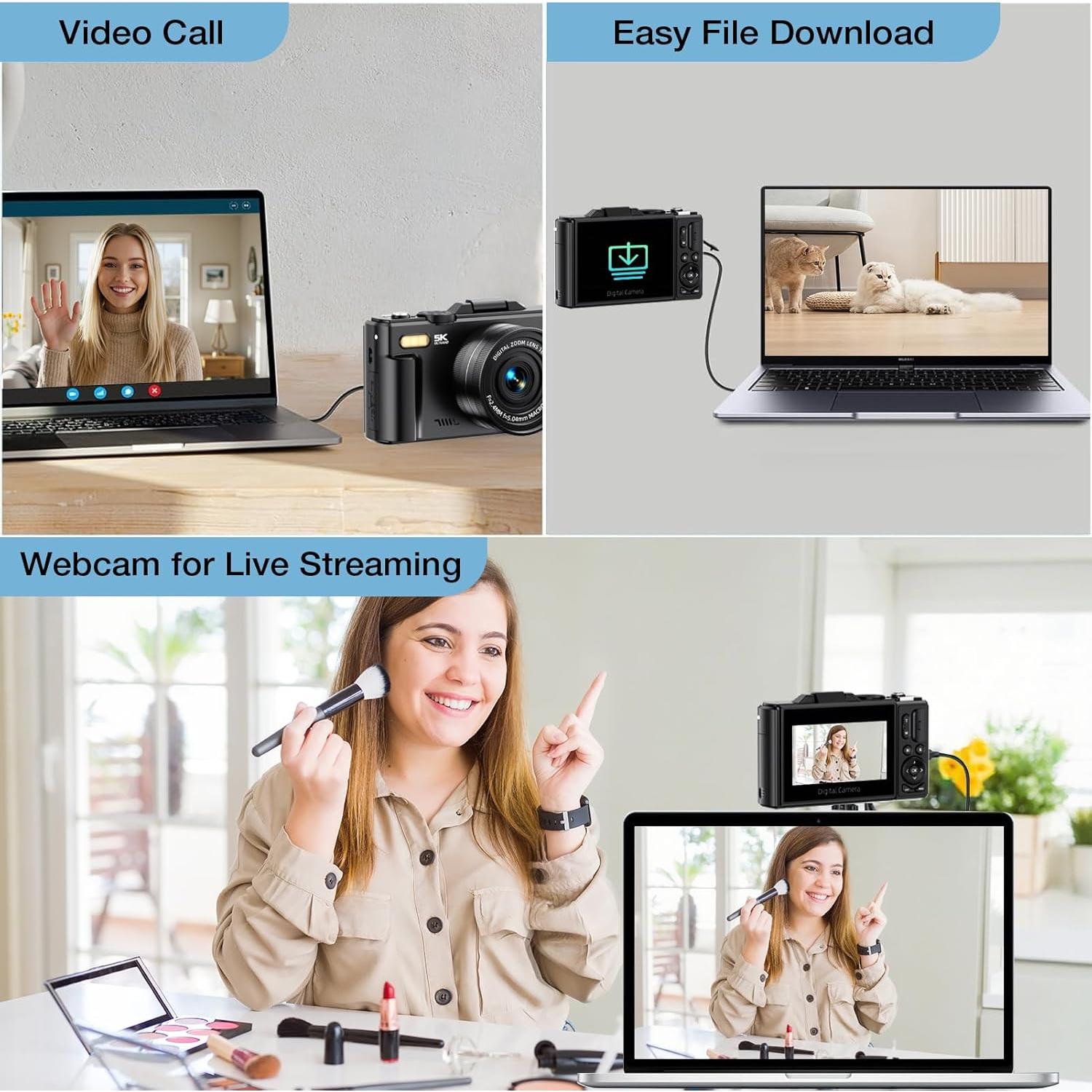 Cámara Digital 5K Luluckck WD08PRO 75MP WiFi Pantalla 3"