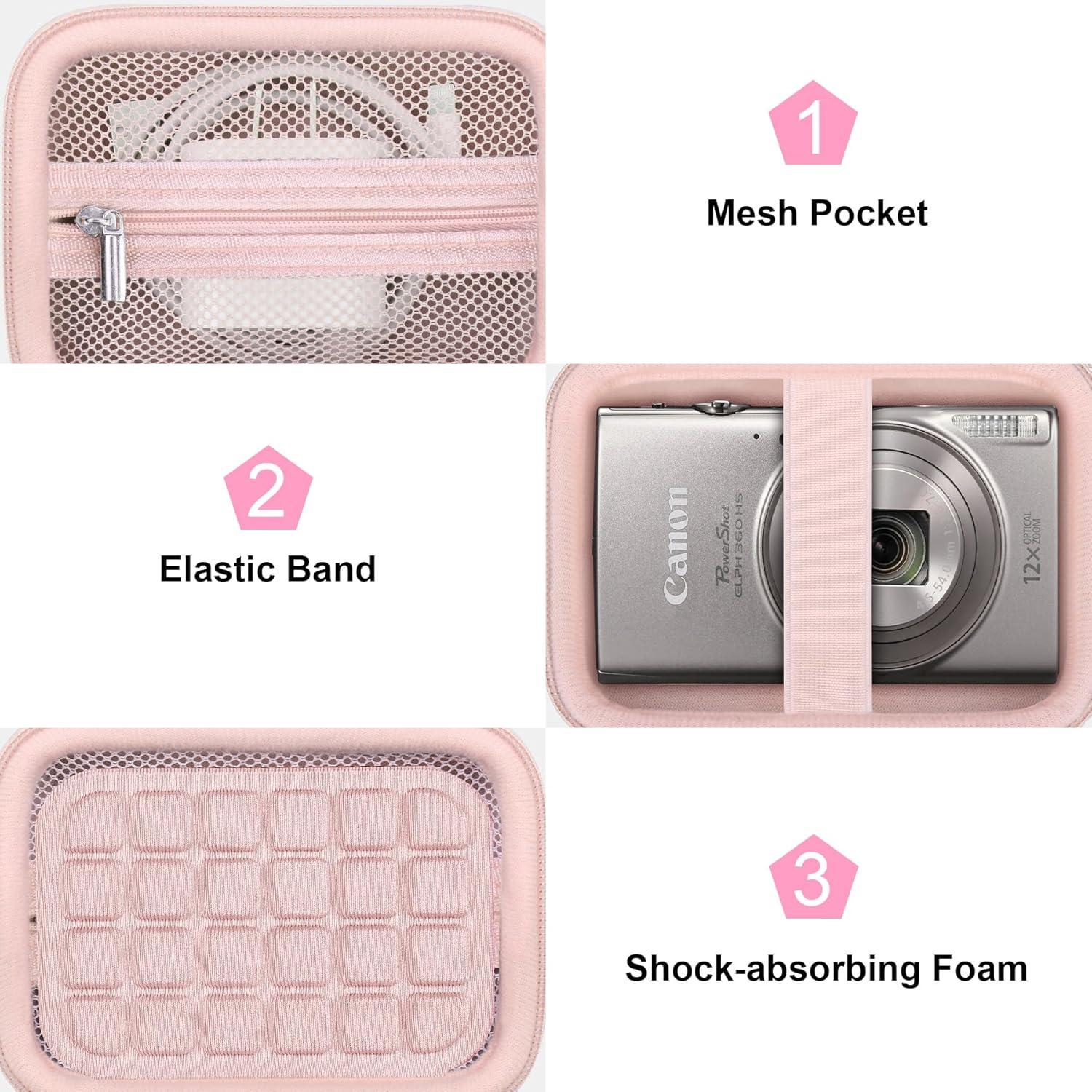 Funda Canboc Rosa para Cámara Canon PowerShot ELPH 360