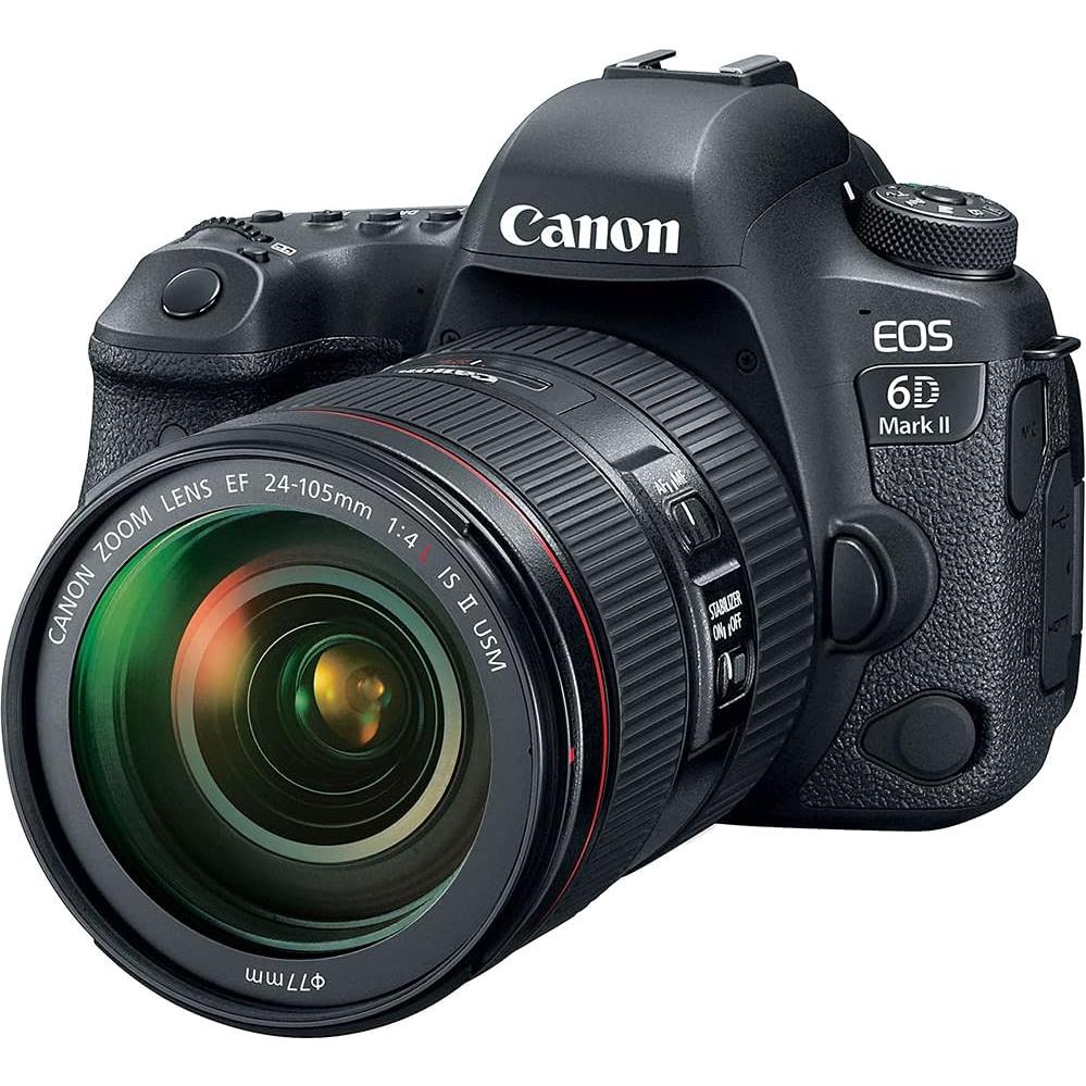 Canon EOS 6D Mark II DSLR Camera with 24-105mm f/4L II Lens (1897C009), 64GB Memory Card, Color Filter Kit, Case, Filter Kit, Corel Photo Software, LPE6 Battery, Card Reader + More (Renewed)