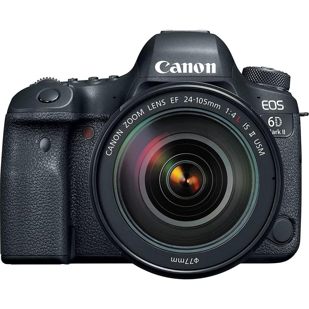 Canon EOS 6D Mark II DSLR Camera with 24-105mm f/4L II Lens (1897C009), 64GB Memory Card, Color Filter Kit, Case, Filter Kit, Corel Photo Software, LPE6 Battery, Card Reader + More (Renewed)