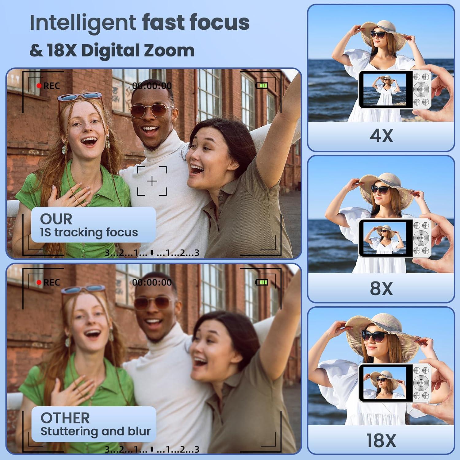 Cámara Digital Compacta Hoestr A60 64MP 4K 18x Zoom con 64GB