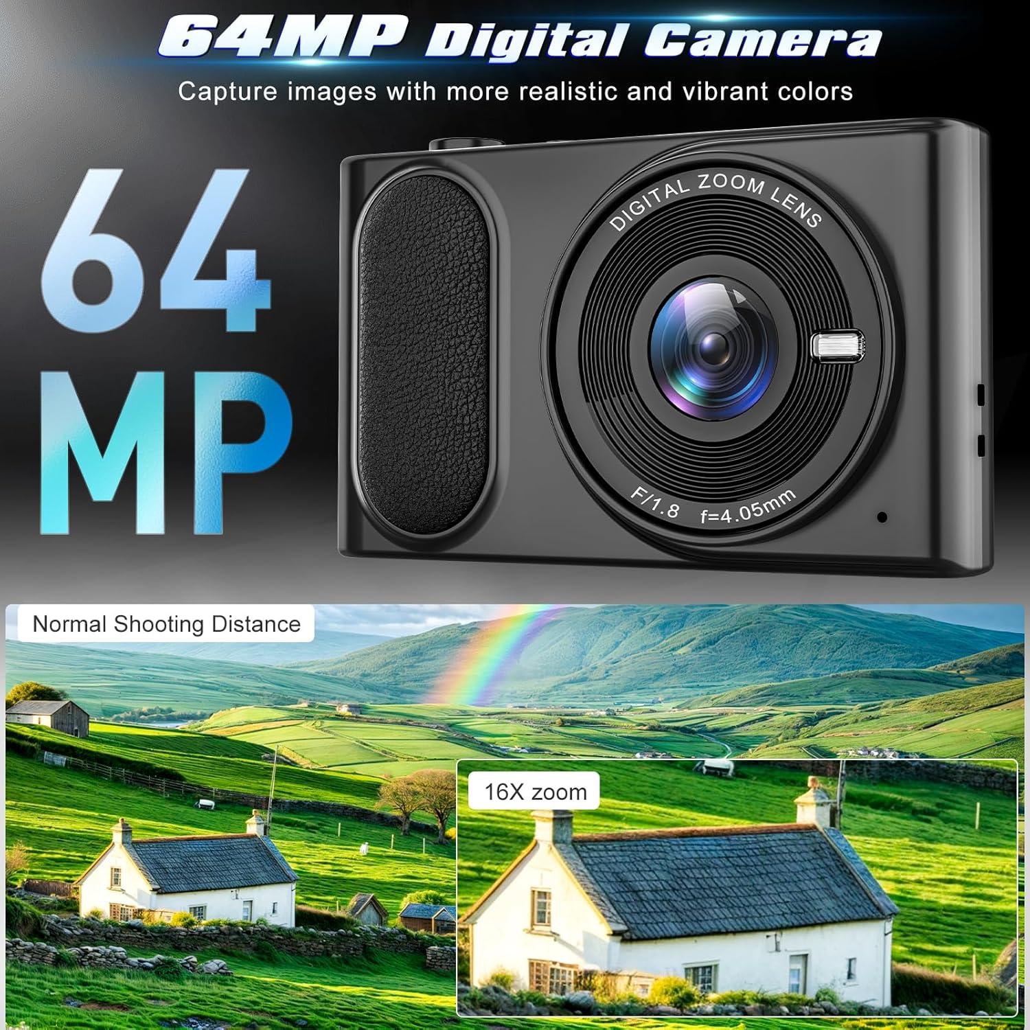 Cámara Digital 4K Hiacinto DC100N 64MP Compacta con Zoom 16X