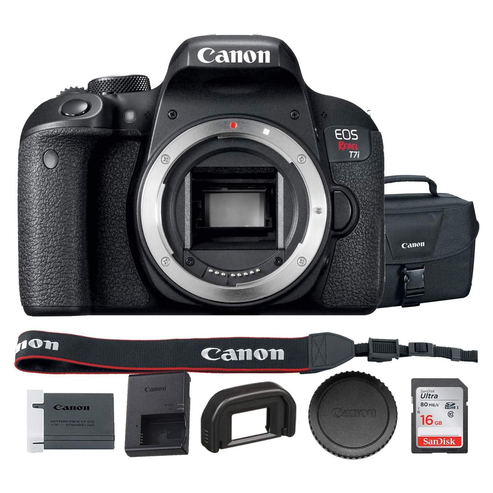 Cámara DSLR Canon EOS Rebel T7i 24.2MP Kit con Bolsa y 16GB