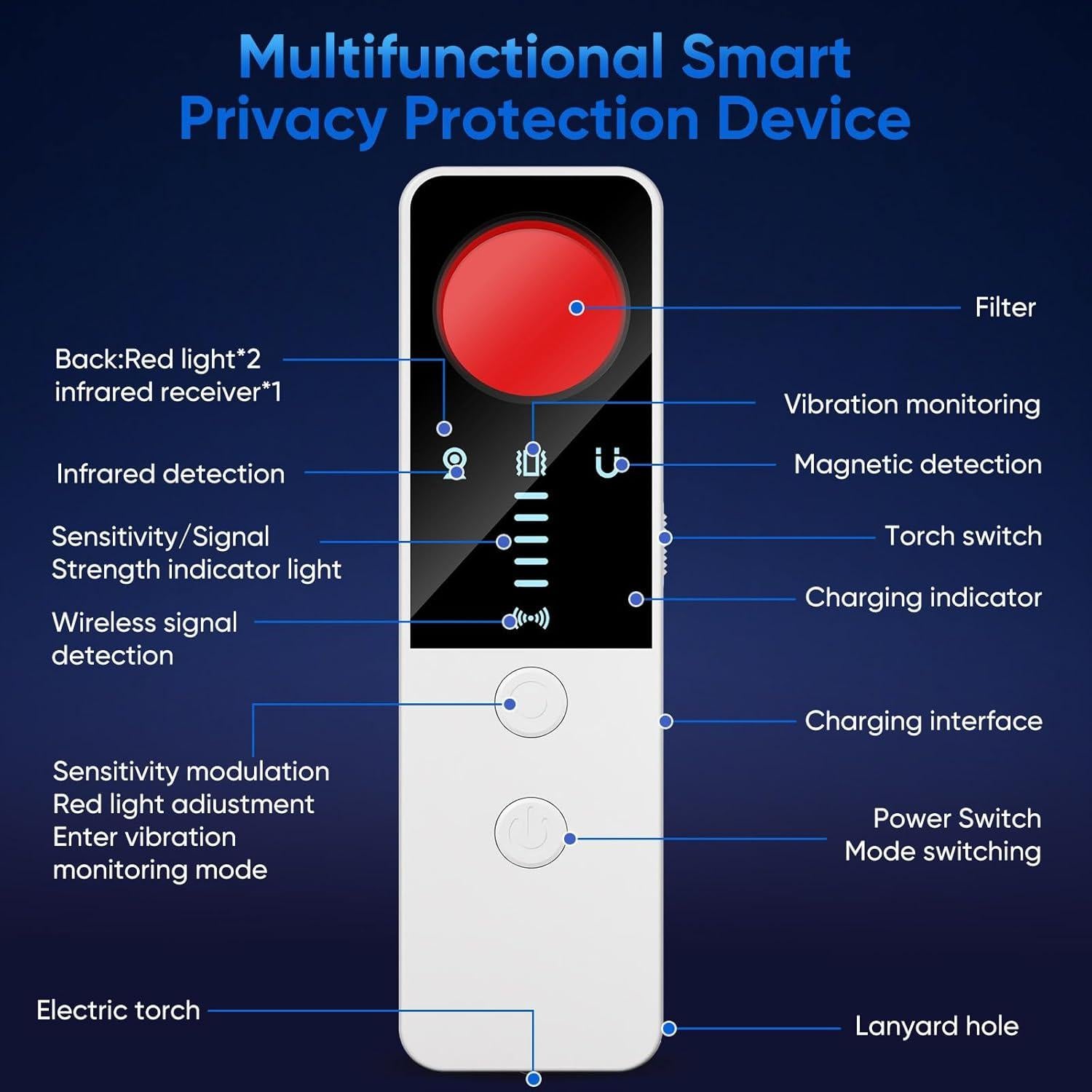 Detector de Cámara Oculta DQKK G007 con Alarma y Luz LED