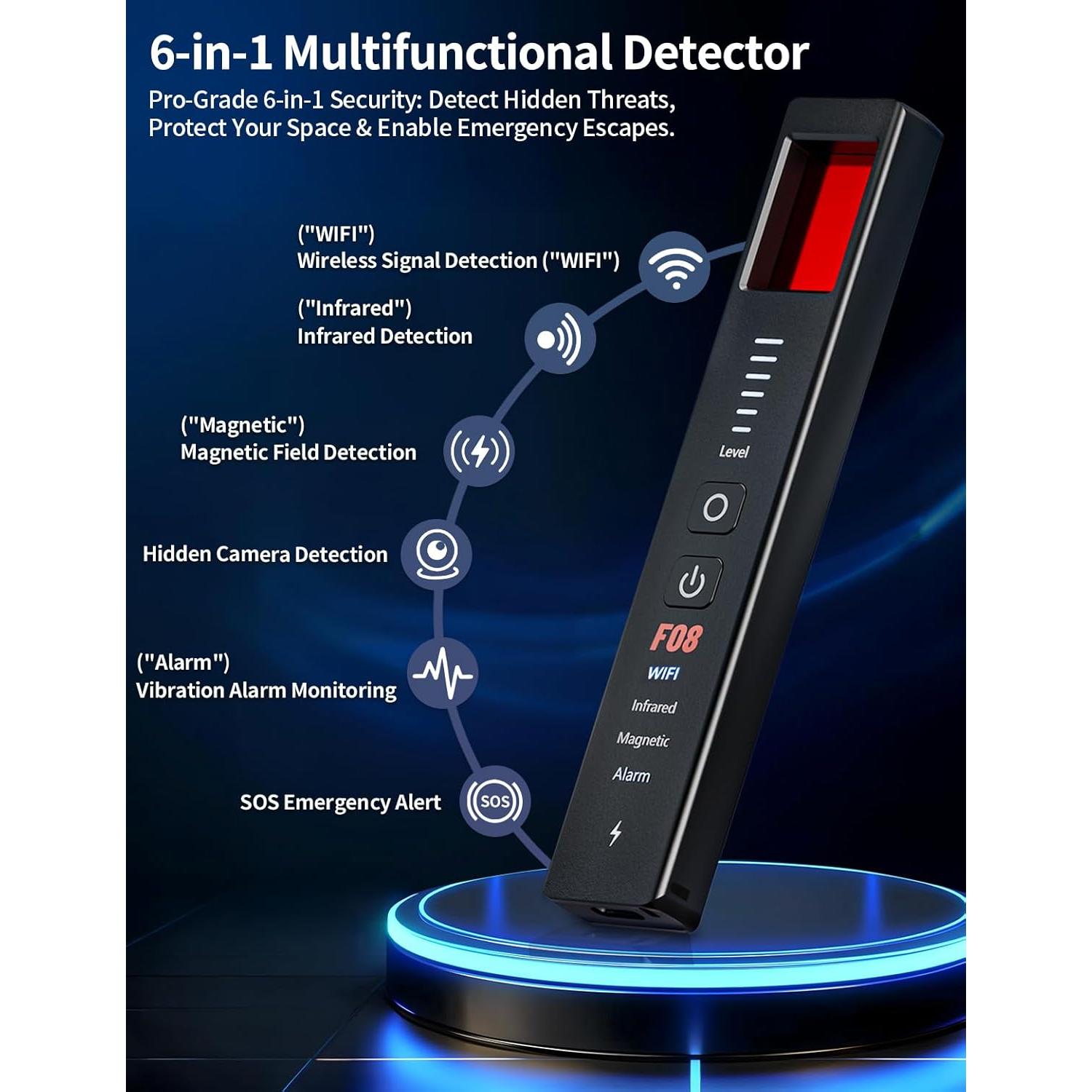 Detector de Cámaras Ocultas 6 en 1 OBSITWY XP-08 - Seguridad Portátil