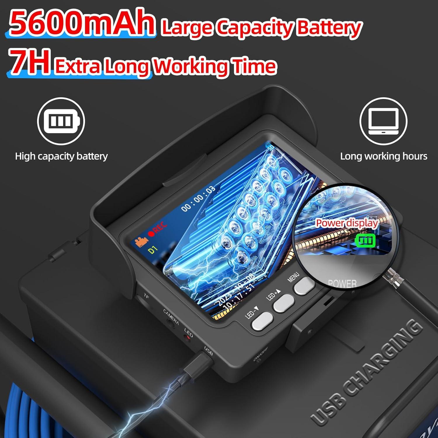 Cámara de Alcantarillado Sanyipace 50M, Inspección 17mm, 4.3"