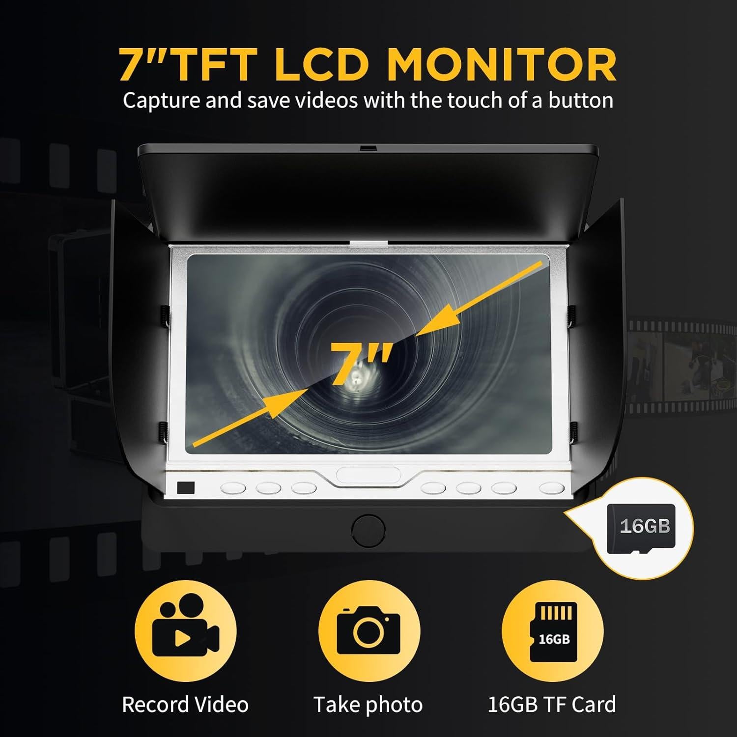Cámara de Inspección de Tuberías OKK 50m, Pantalla 7" LCD