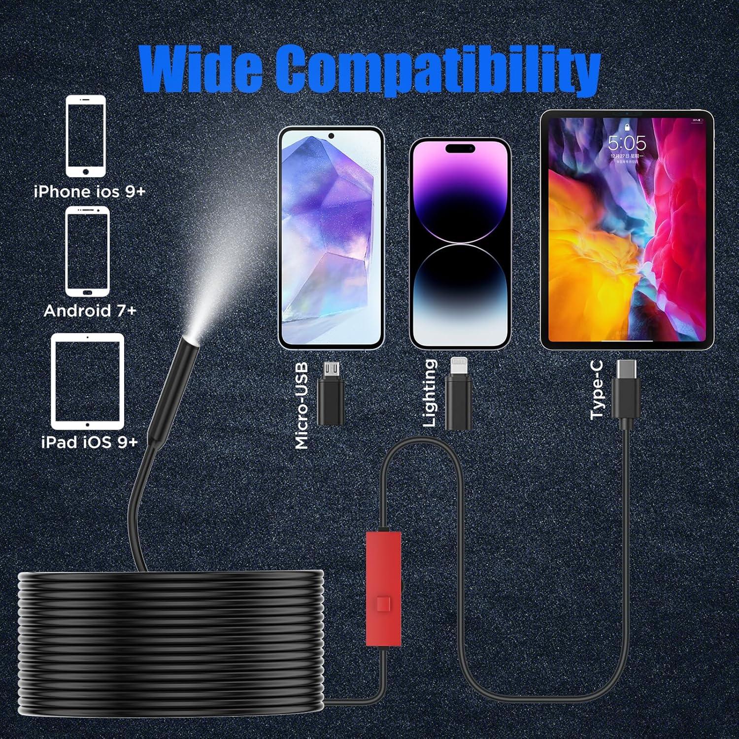 Cámara Endoscopio HD 1920P T sharexe 5m IP67 con Luz LED