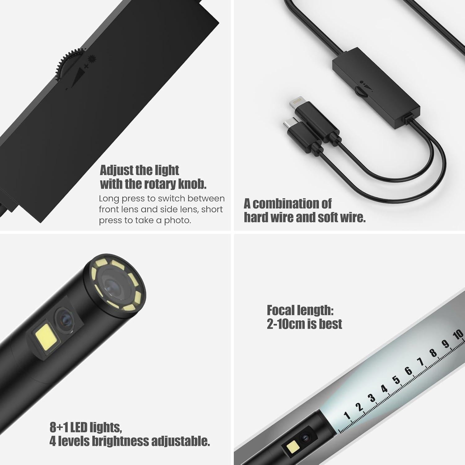 Cámara Endoscopio HD 1920P T sharexe 5m IP67 con Luz LED