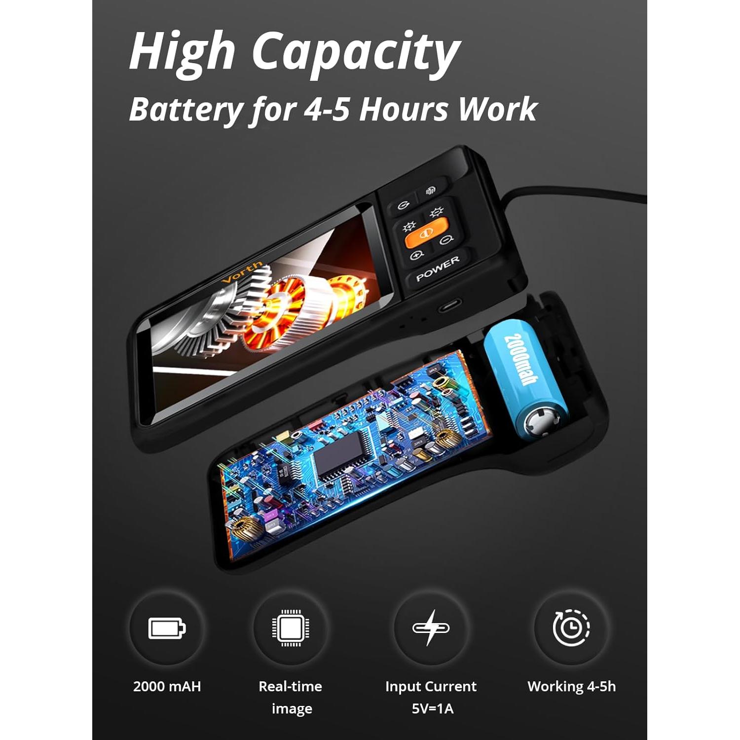 Cámara Endoscópica Vorth C33 5.03m HD 1080P IP67 con Luz