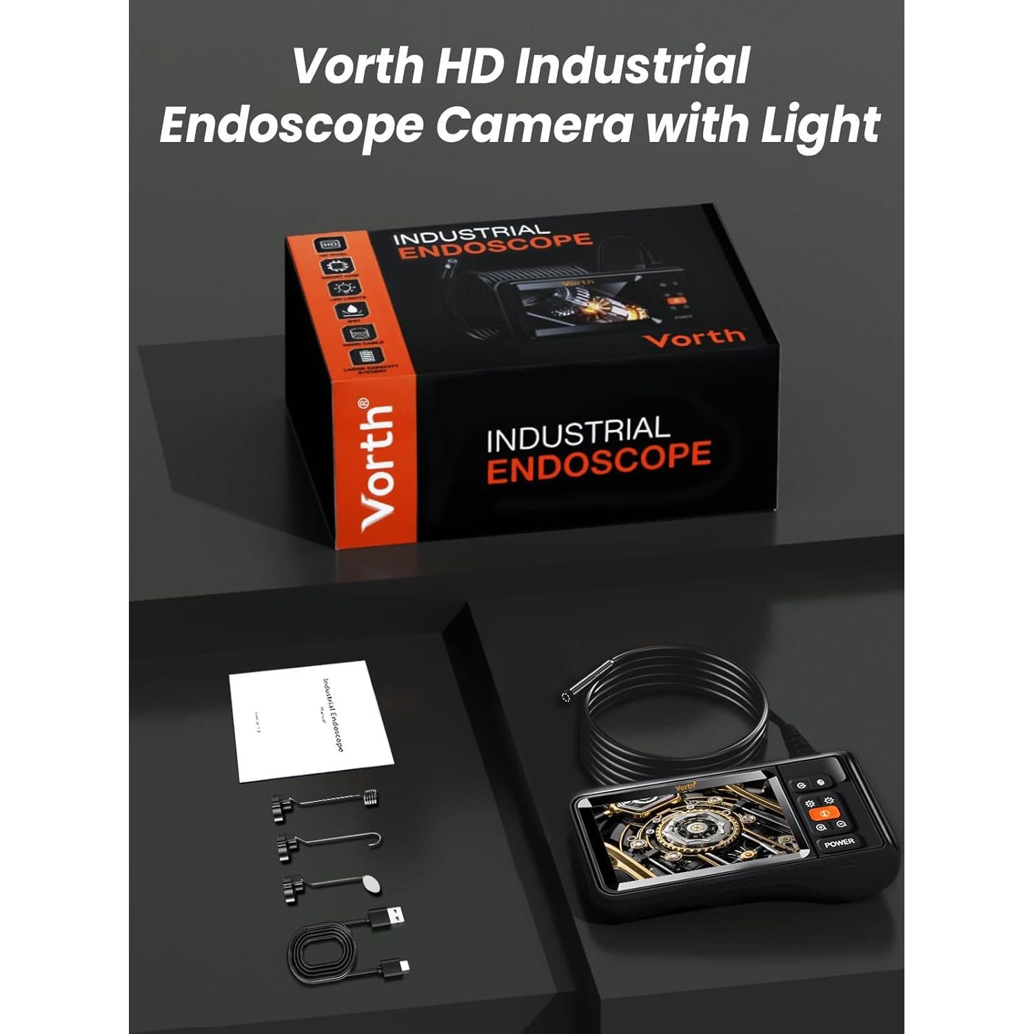 Cámara Endoscópica Vorth C33 5.03m HD 1080P IP67 con Luz