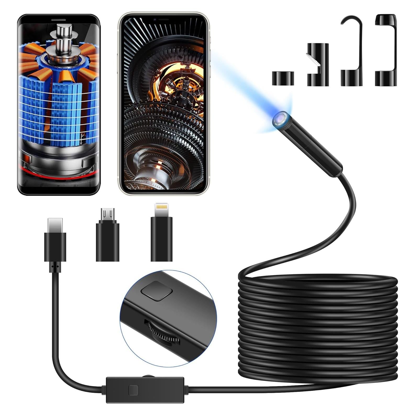 Cámara Endoscopio Industrial 1920P HD 5m IP67 con LED