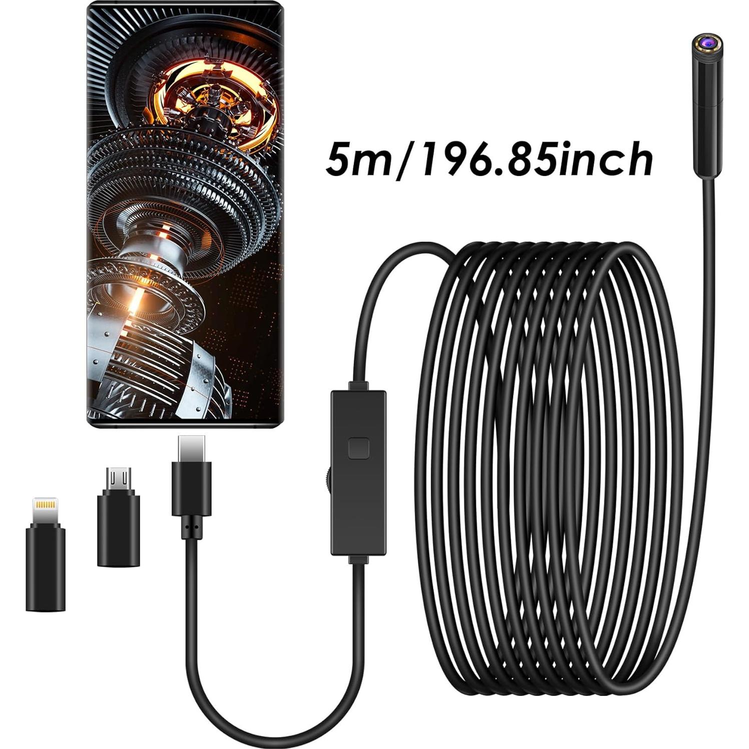 Cámara Endoscopio Industrial 1920P HD 5m IP67 con LED