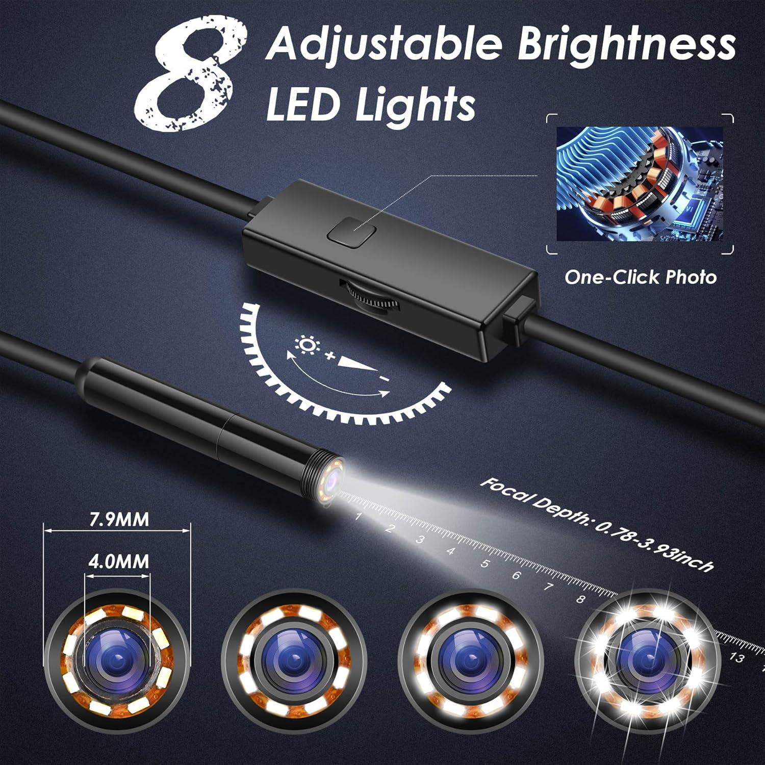 Cámara Endoscopio Industrial 1920P HD 5m IP67 con LED