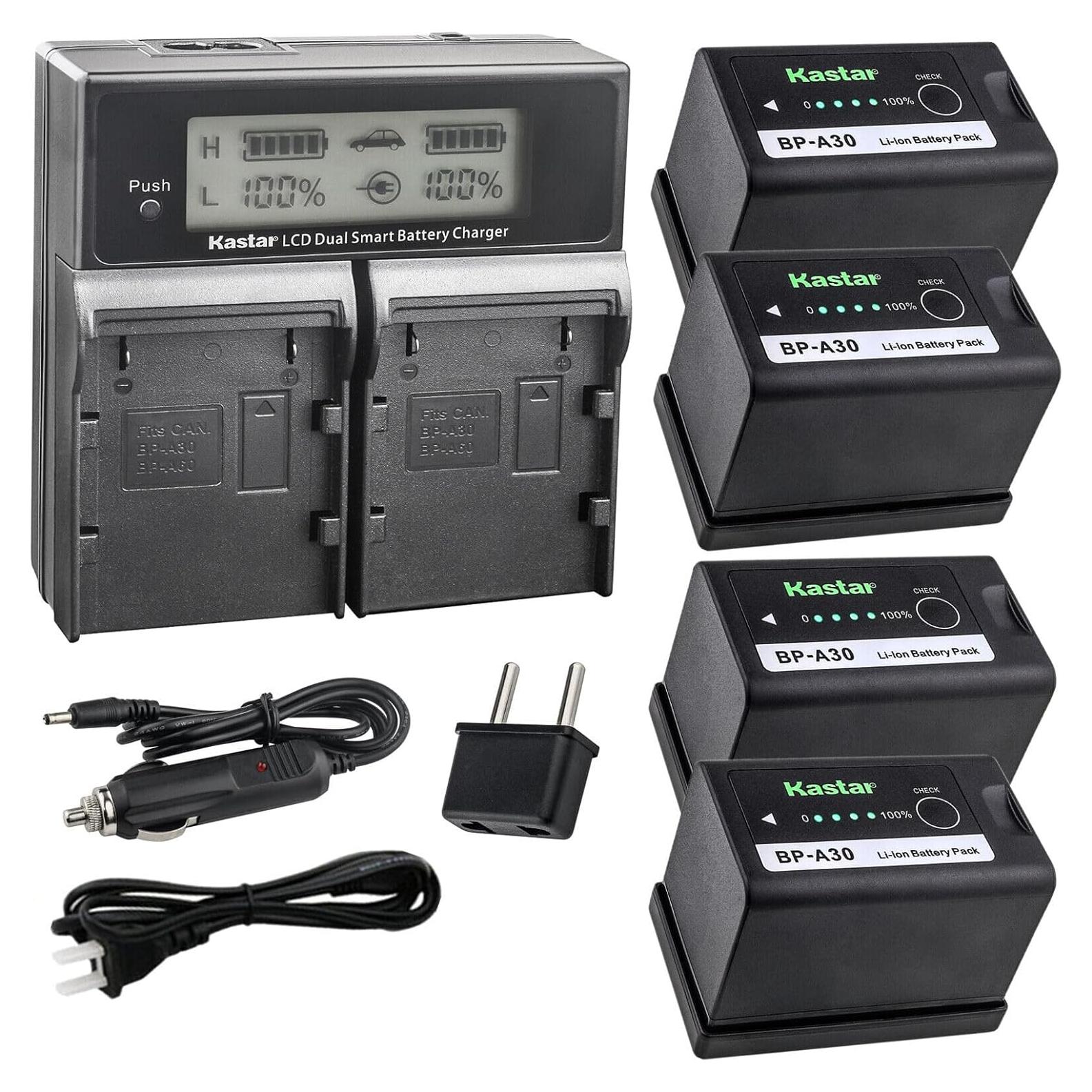 Cargador Rápido Dual LCD Kastar + 4 Baterías BP-A30