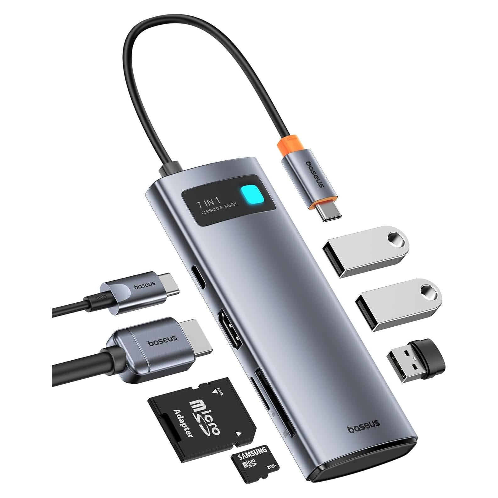 Baseus Hub USB C 7 en 1 con HDMI 4K y 3 USB-A