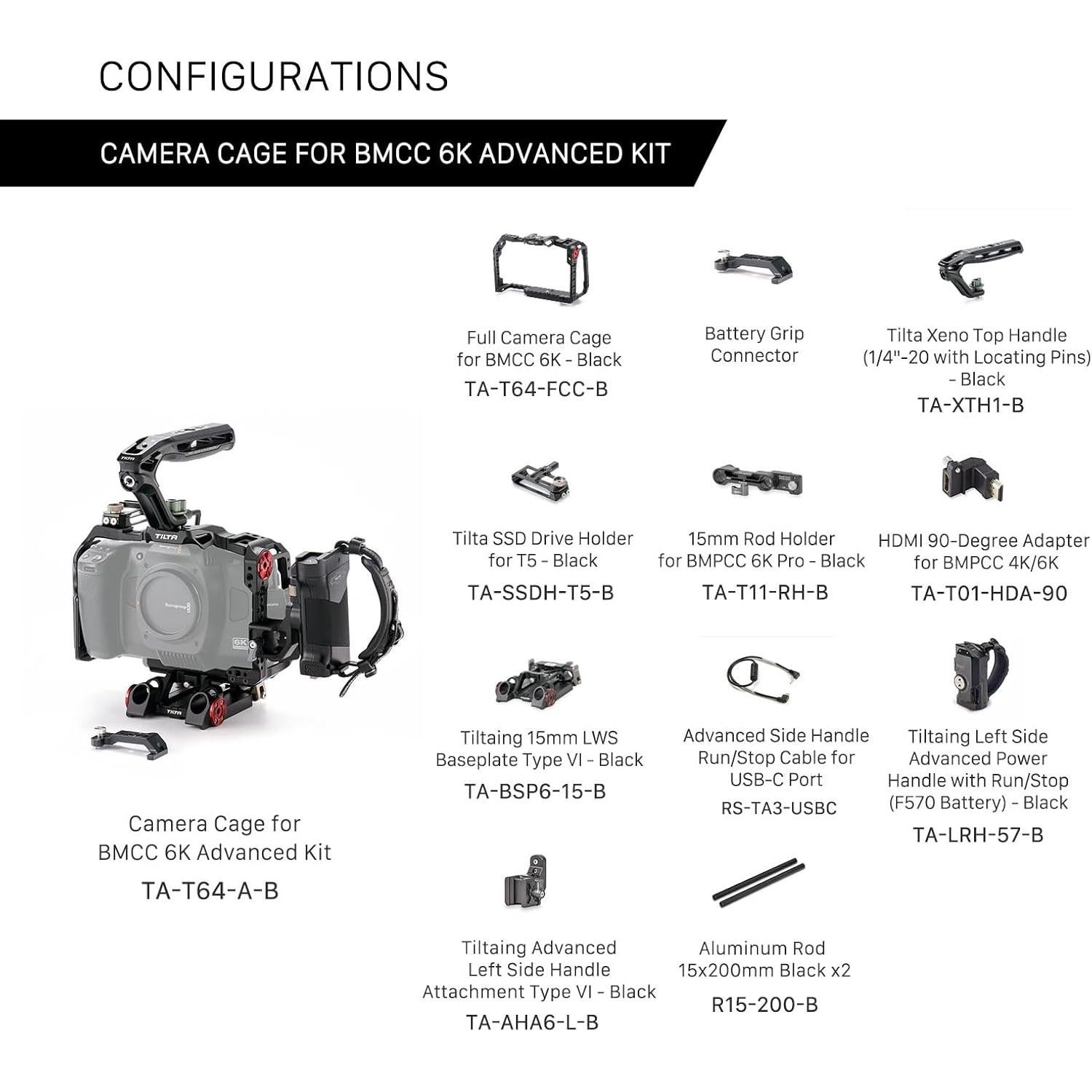 Kit Avanzado Tilta para Cámara BMCC 6K - Jaula Completa y Accesorios