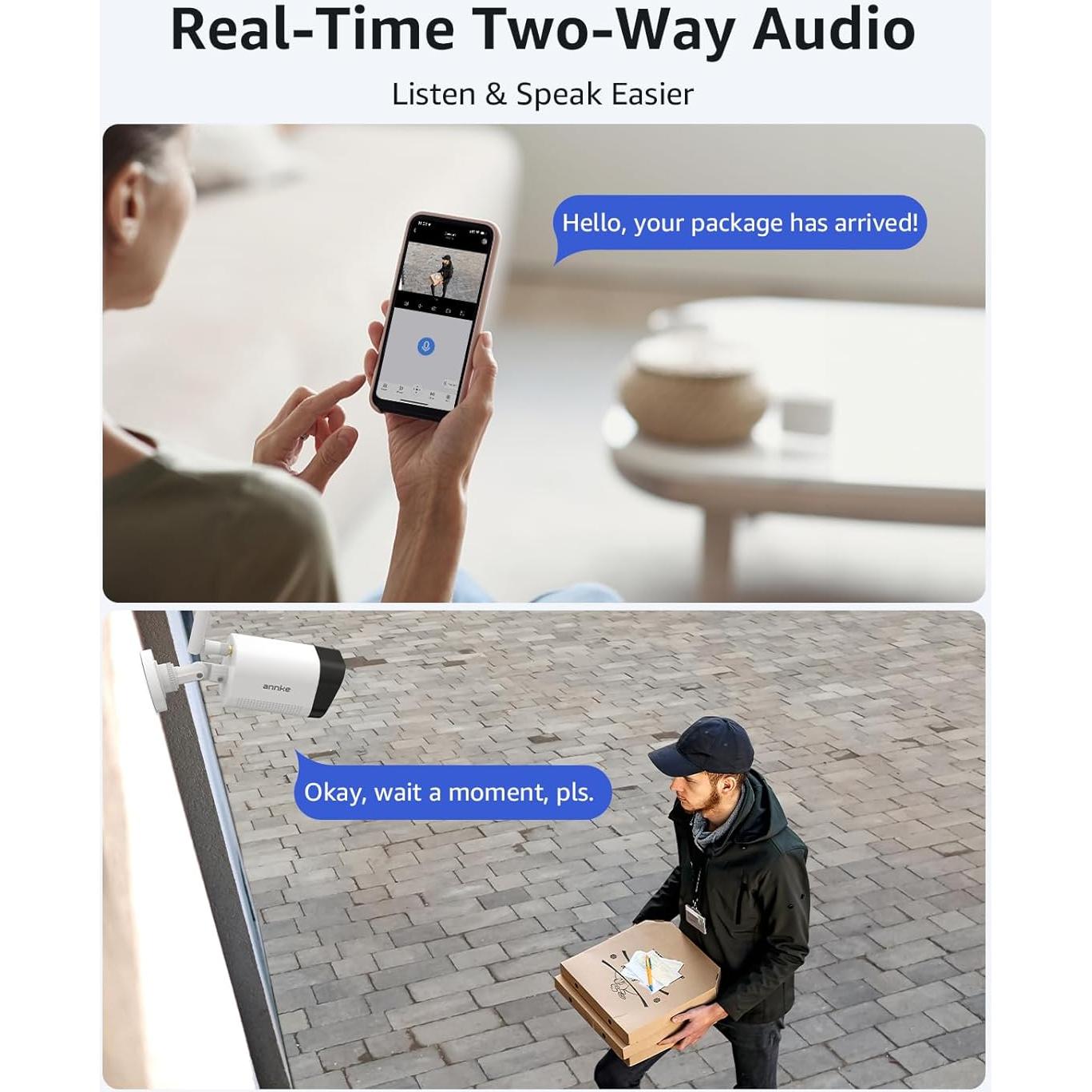 Cámaras de Seguridad Wi-Fi ANNKE 3MP 2 Pack IP66 Inalámbricas