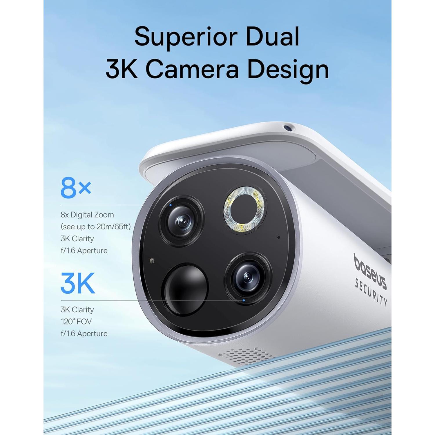 Baseus Kit Solar de 2 Cámaras de Seguridad Inalámbricas 3K