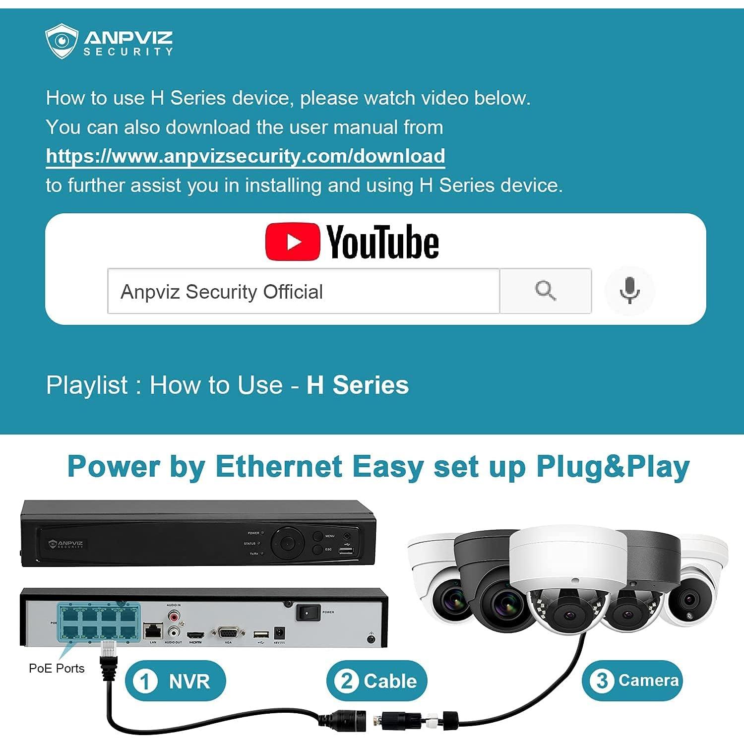 Cámara de Seguridad IP PoE 4MP Anpviz con Micrófono 20m IR