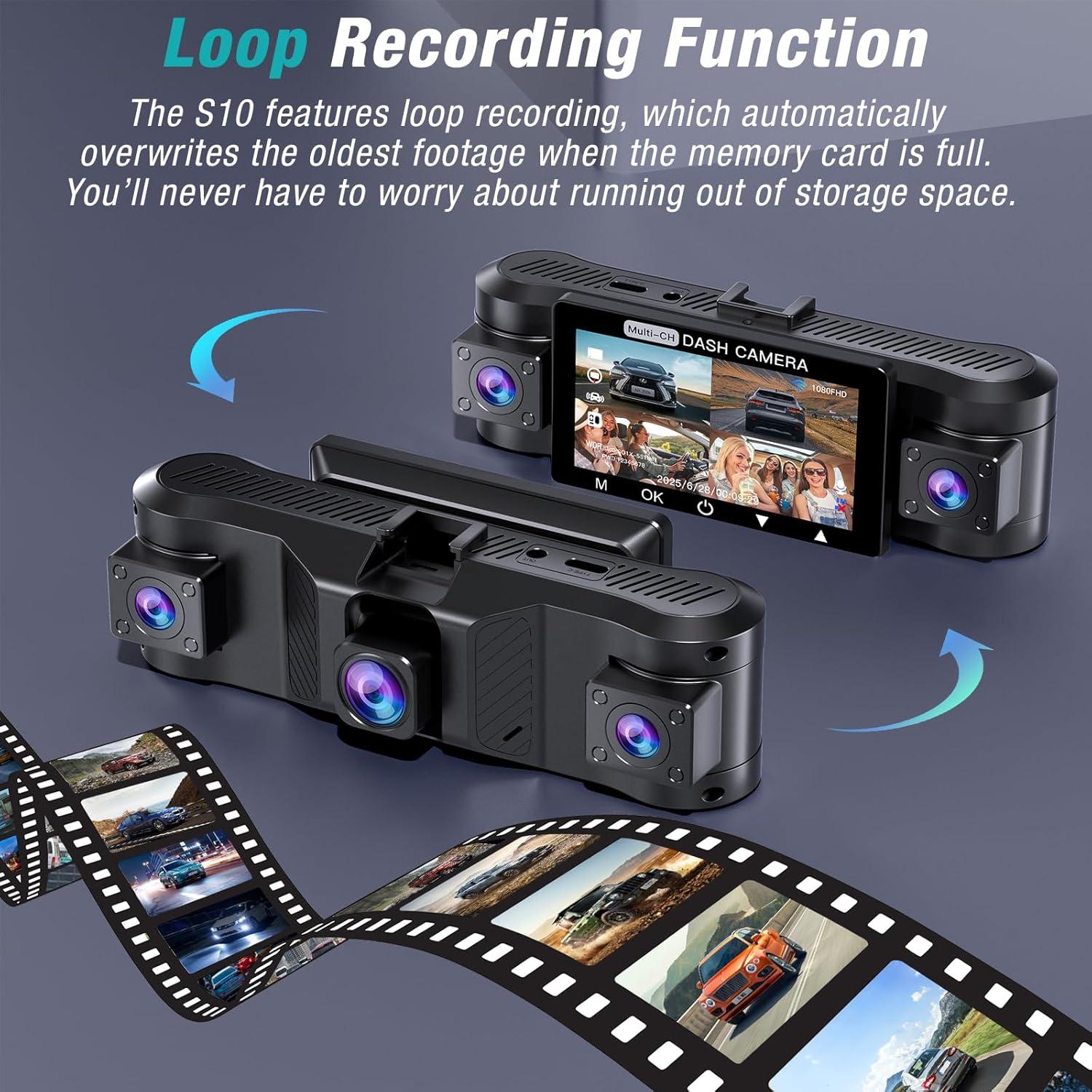 Cámara Dash 4 Canales Tehclife S10 2.5K WiFi 170°