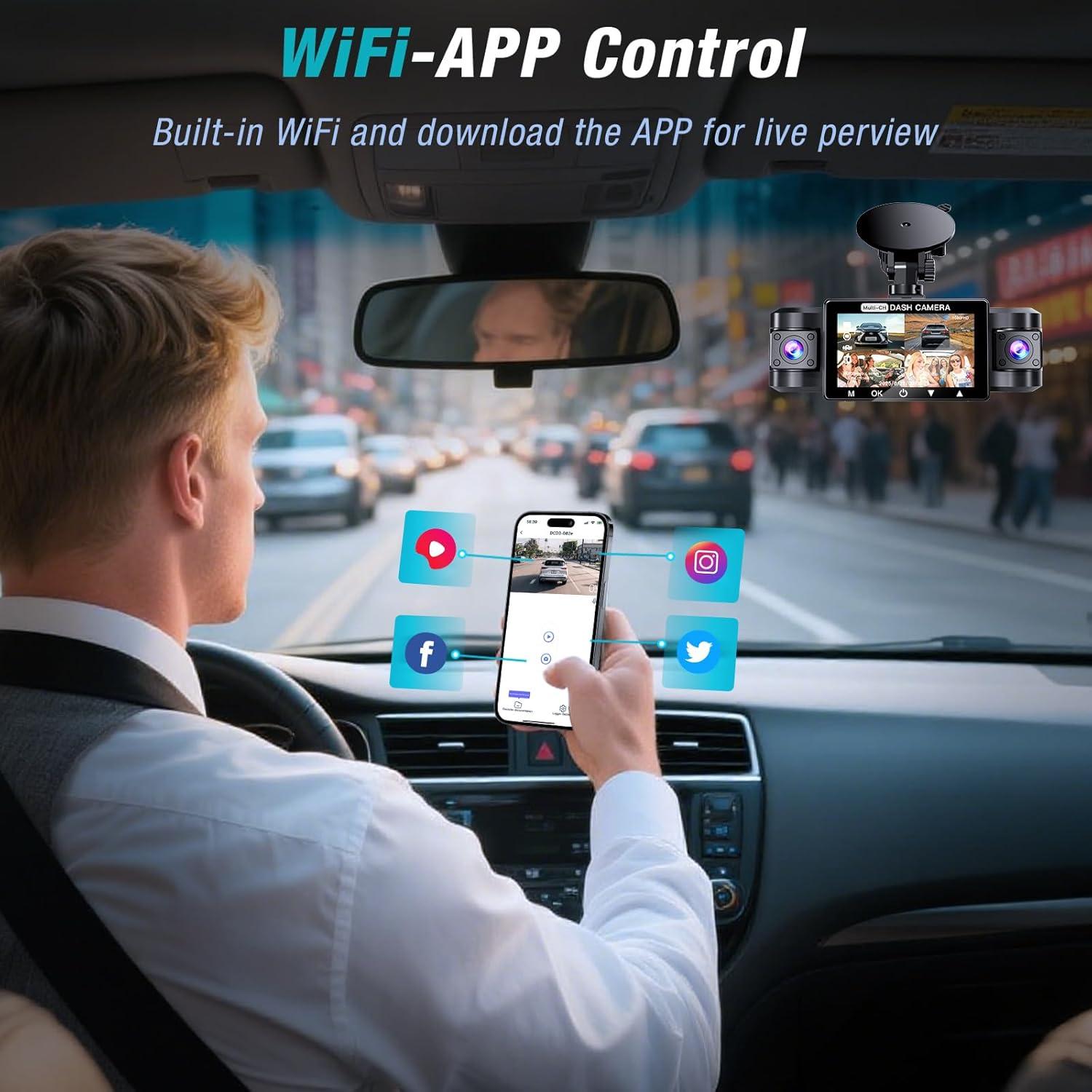 Cámara Dash 4 Canales Tehclife S10 2.5K WiFi 170°