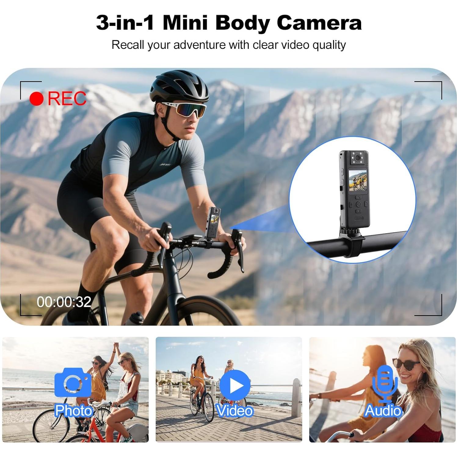 Cámara Corporal 4K Dahocamgo con Audio y Visión Nocturna