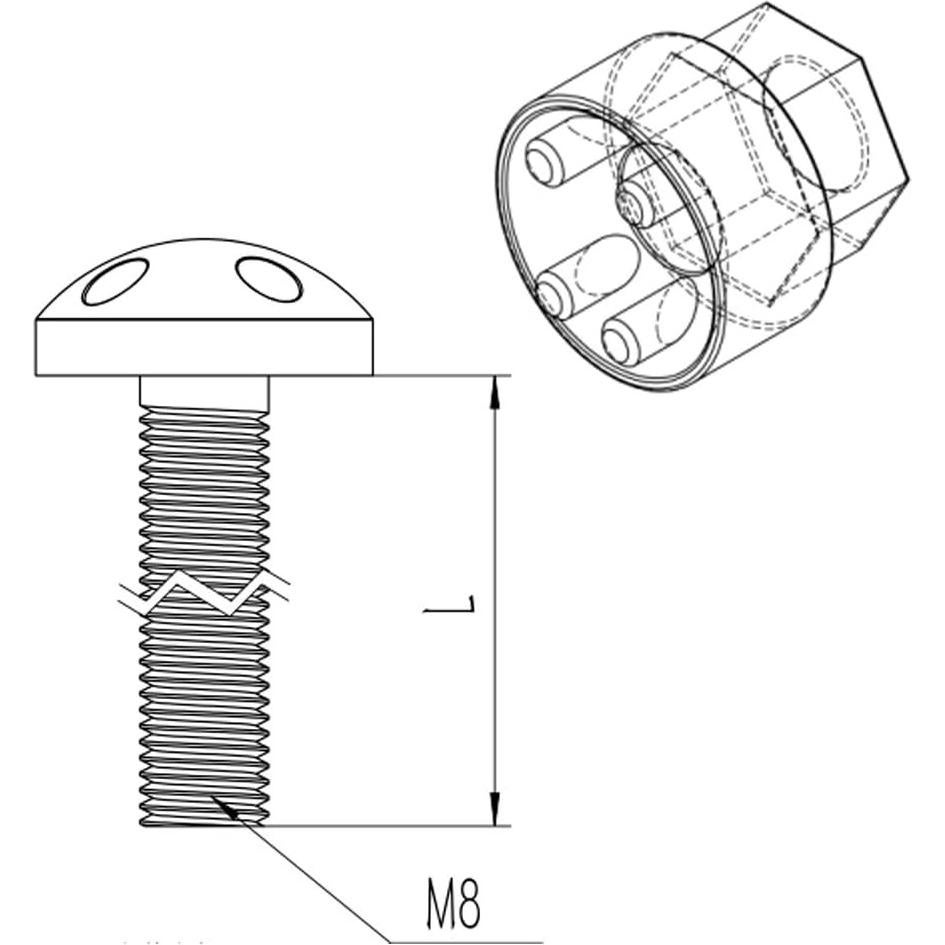 Tornillos Antirrobo M8 iJDMTOY Acero Inoxidable 20mm LED