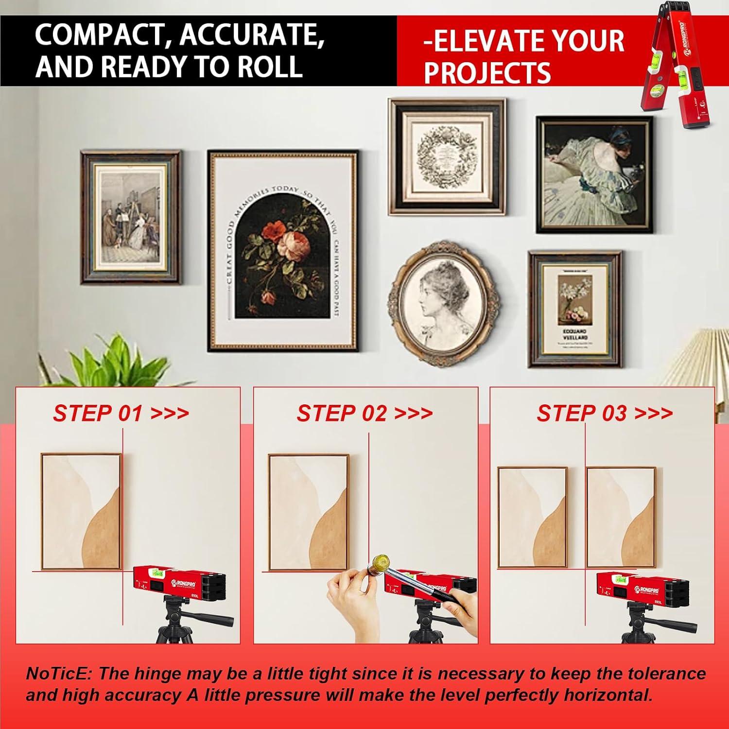 Nivel Magnético Plegable RONGPRO 50.8 cm con Láser 9.14 m