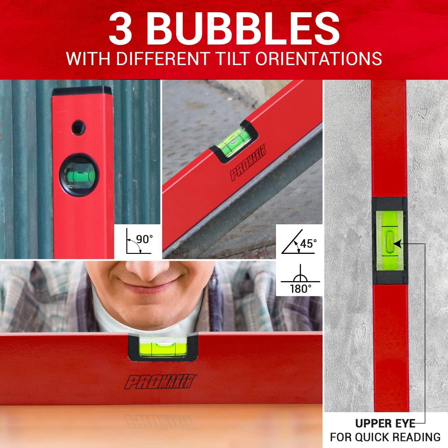 Nivel Magnético ProMaker 45° 90° 180° 18 Pulgadas Aluminio
