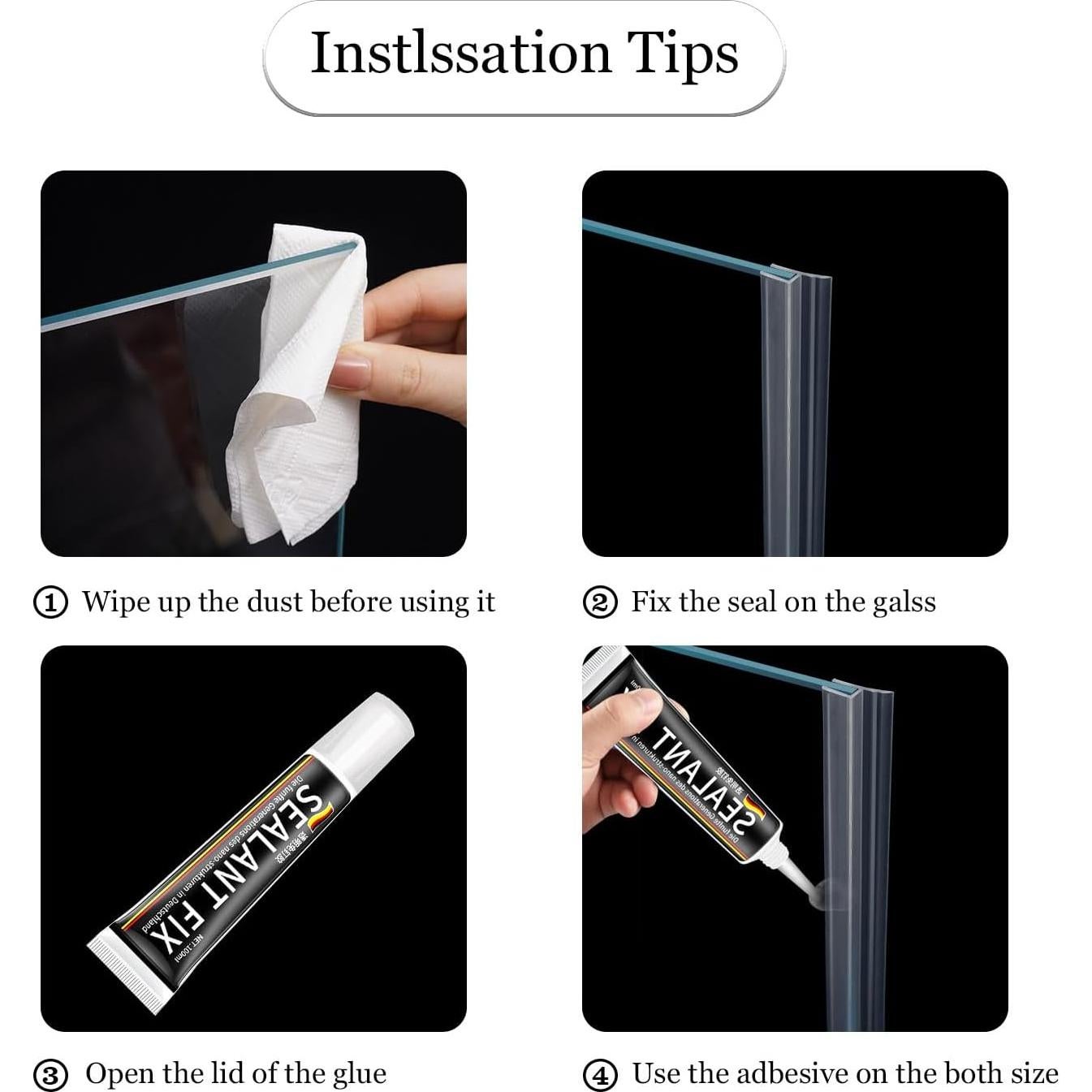 Tira de Sello Lateral Dalrun 254 cm para Puerta de Ducha Vidrio