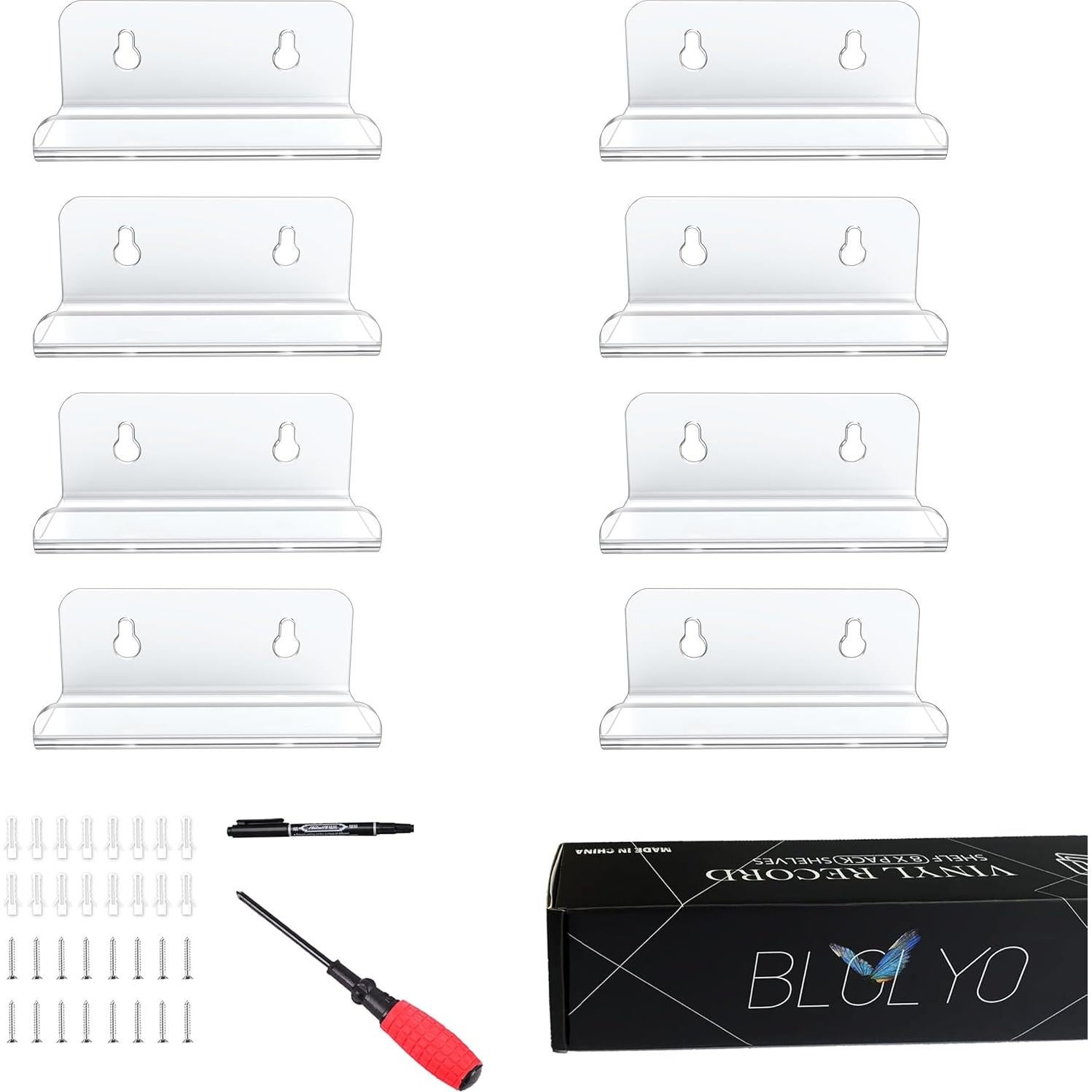 Estante Flotante para Discos Acrílico Transparente BLOLYO - 8 Paquetes