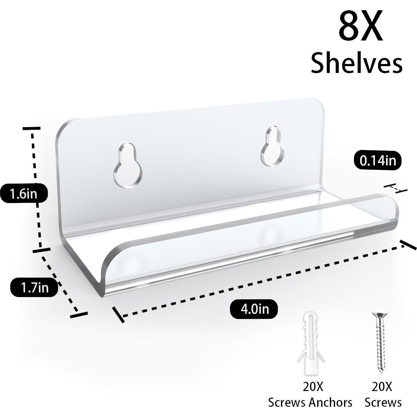 Estante Flotante para Discos Acrílico Transparente BLOLYO - 8 Paquetes