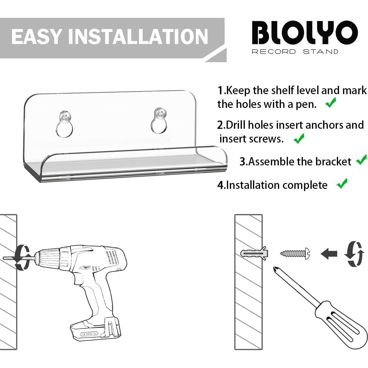 Estante Flotante para Discos Acrílico Transparente BLOLYO - 8 Paquetes