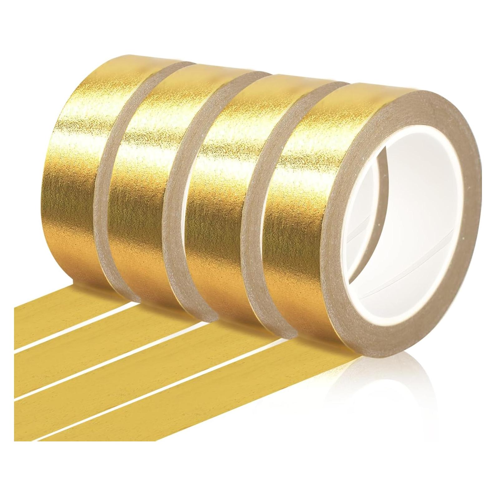 Cinta Washi Dorada Phinus 4 Rollos 1.5cm x 10m para Manualidades