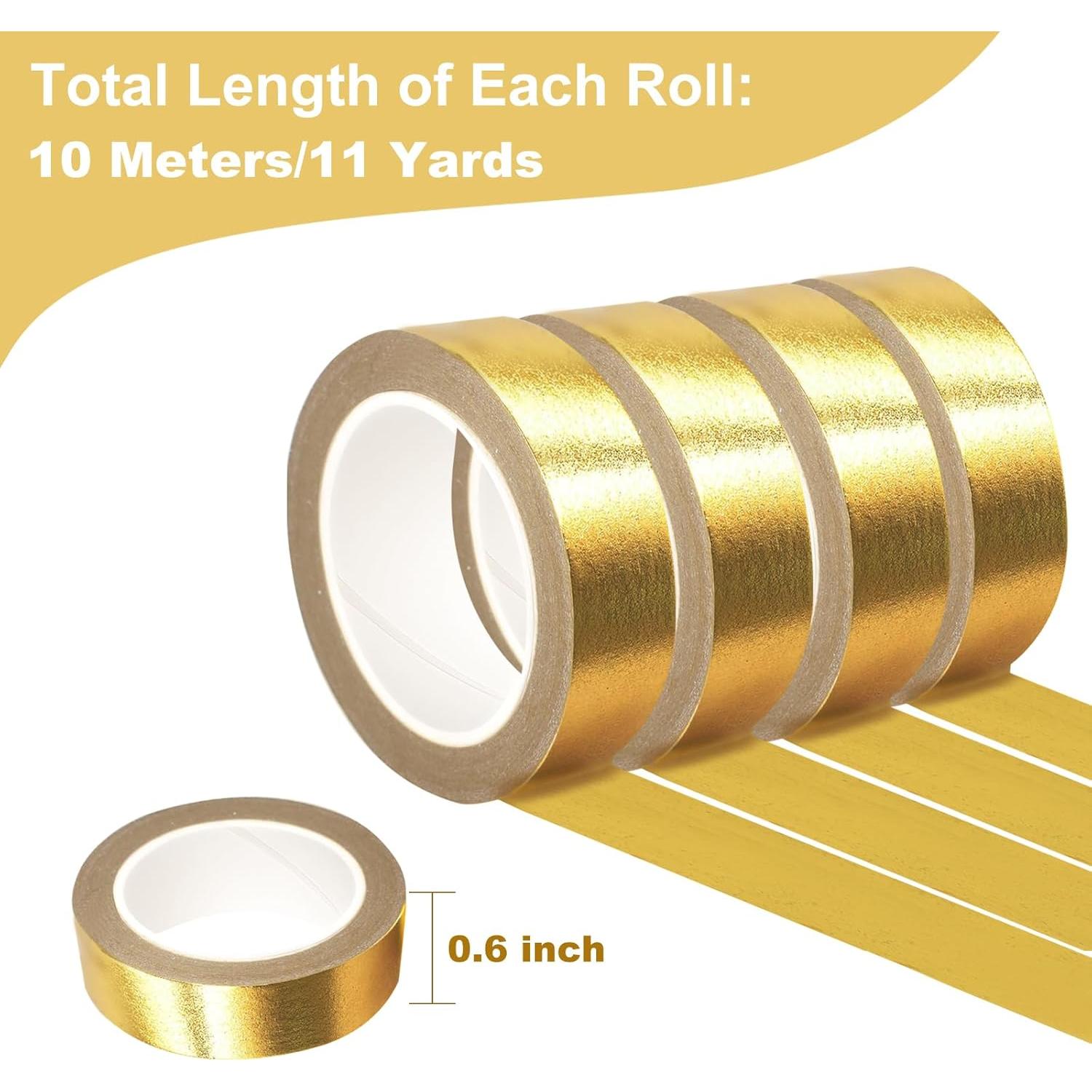 Cinta Washi Dorada Phinus 4 Rollos 1.5cm x 10m para Manualidades