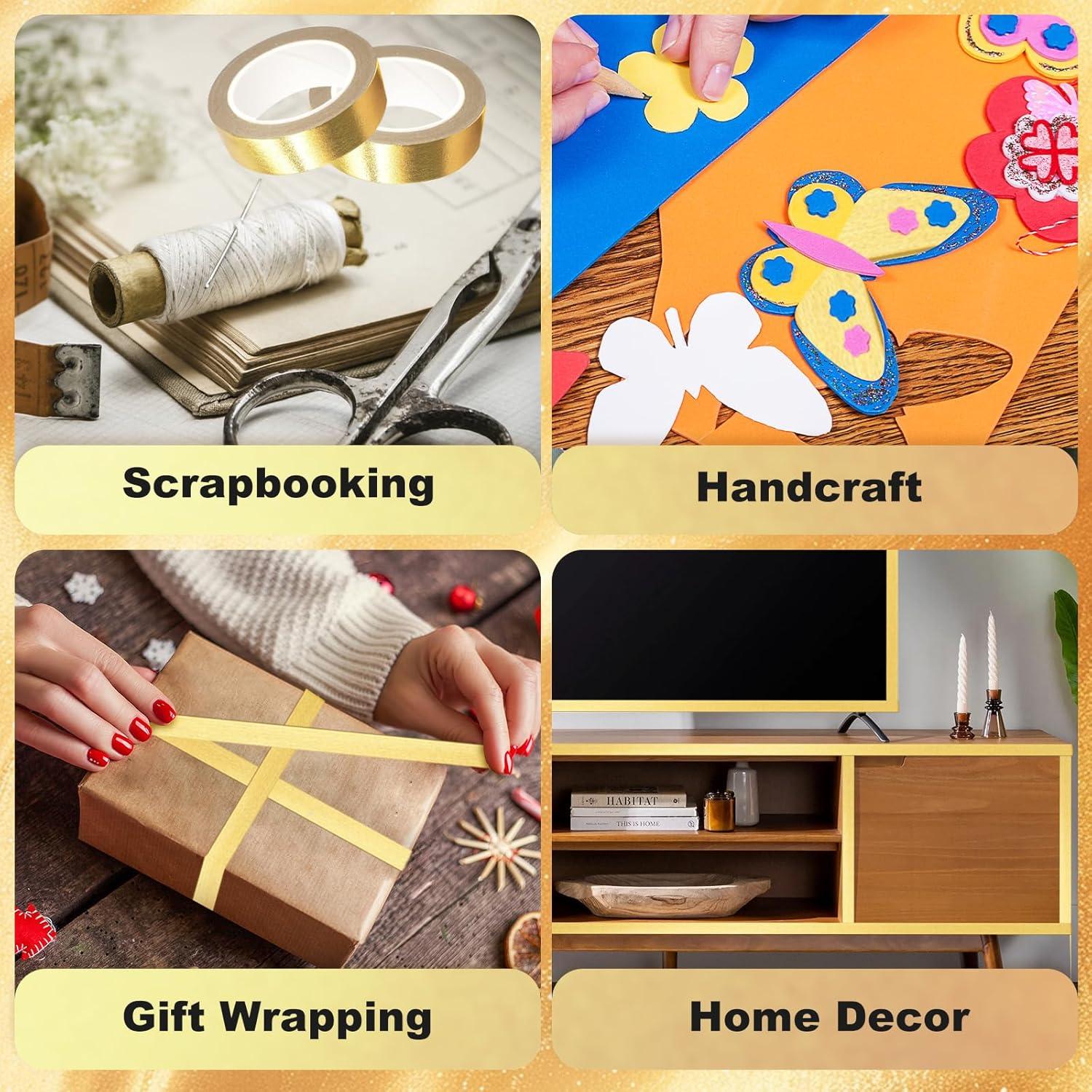 Cinta Washi Dorada Phinus 4 Rollos 1.5cm x 10m para Manualidades