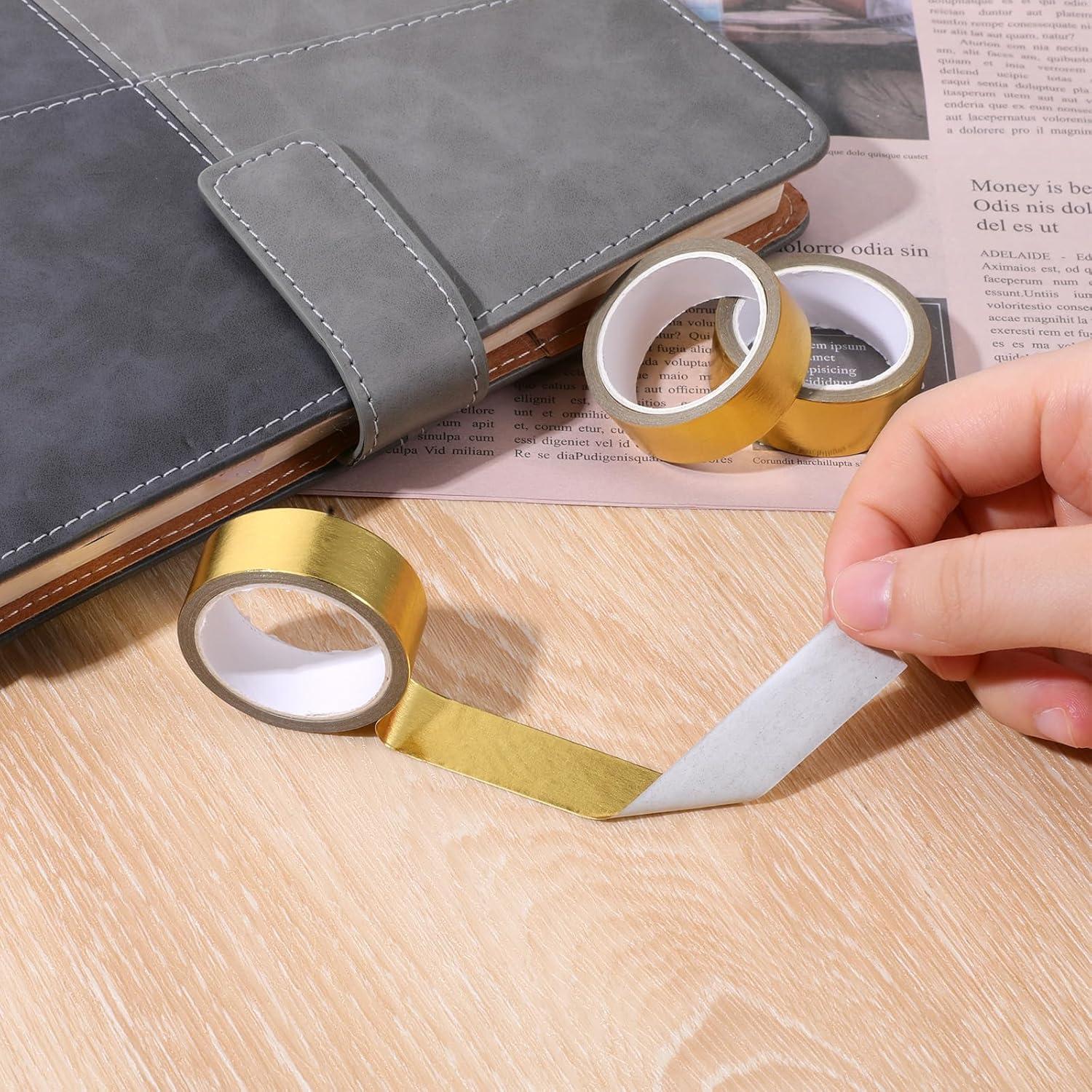 4 Rollos Cinta Washi Dorada Brillante 1.5cm x 5m QfwdfcTrenz