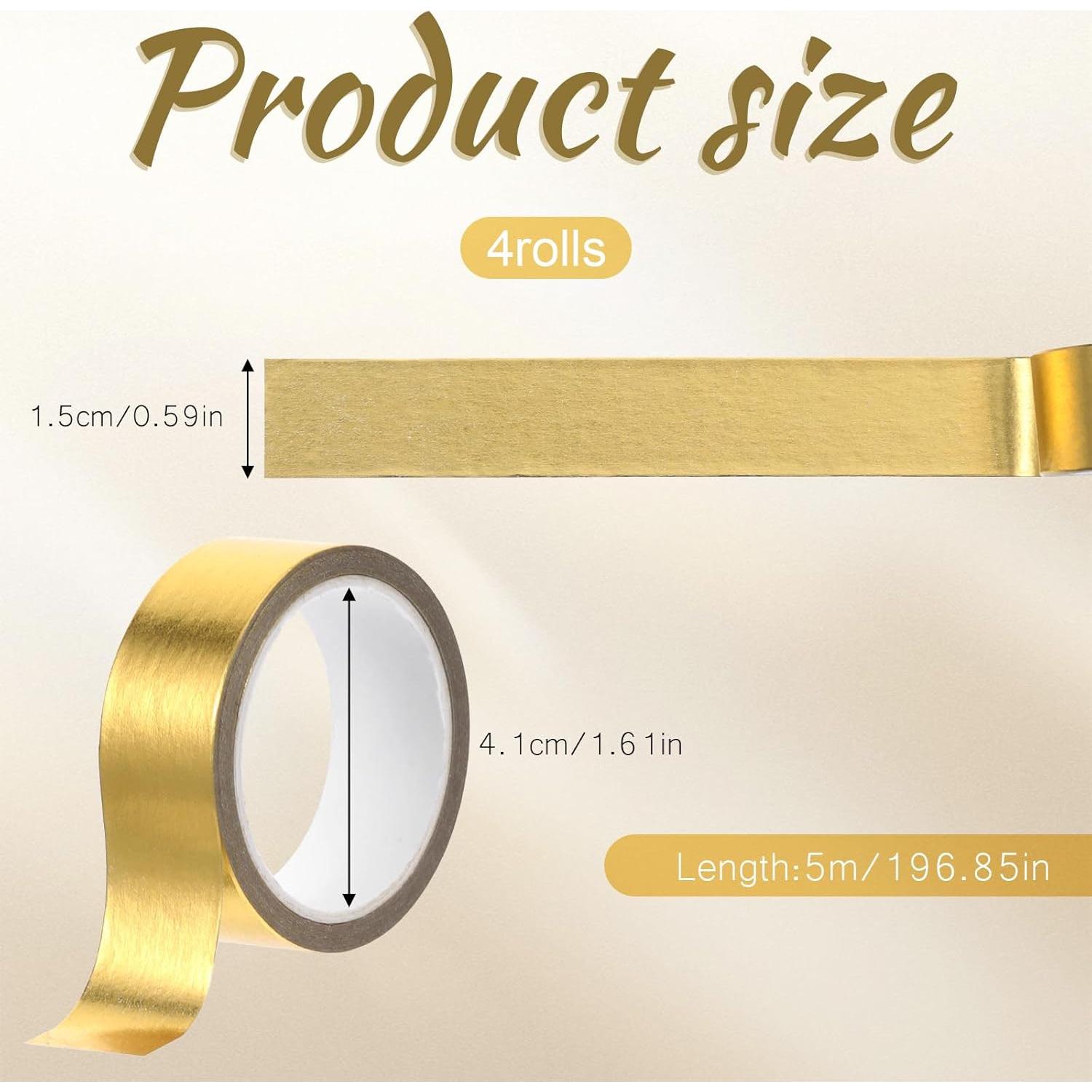4 Rollos Cinta Washi Dorada Brillante 1.5cm x 5m QfwdfcTrenz