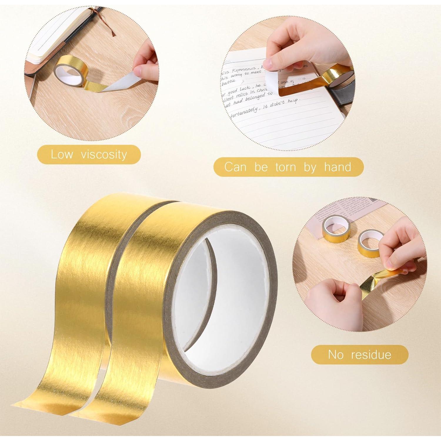 4 Rollos Cinta Washi Dorada Brillante 1.5cm x 5m QfwdfcTrenz