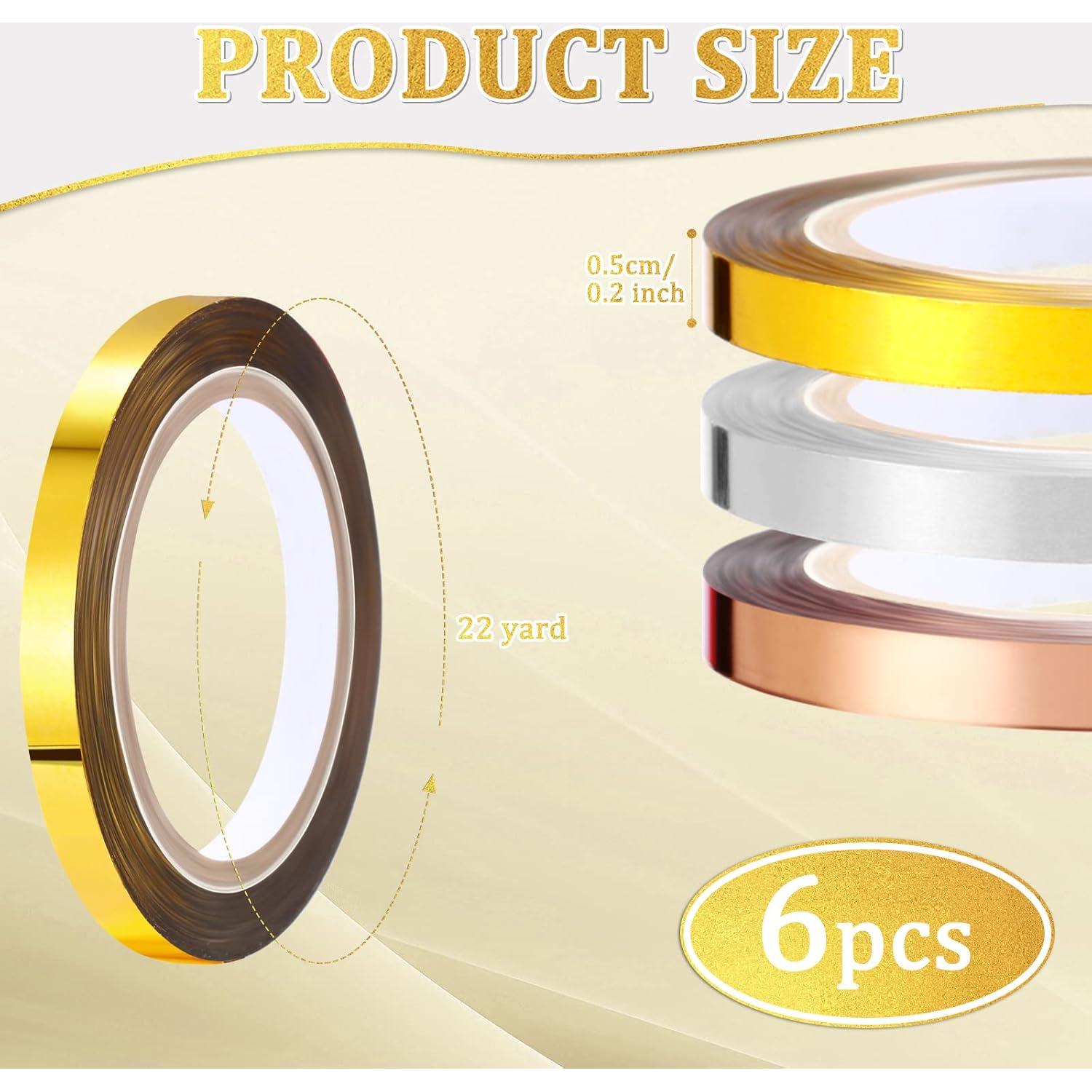 Cinta Washi Decorativa Frienda 6 Pcs Metálica 0.51 cm