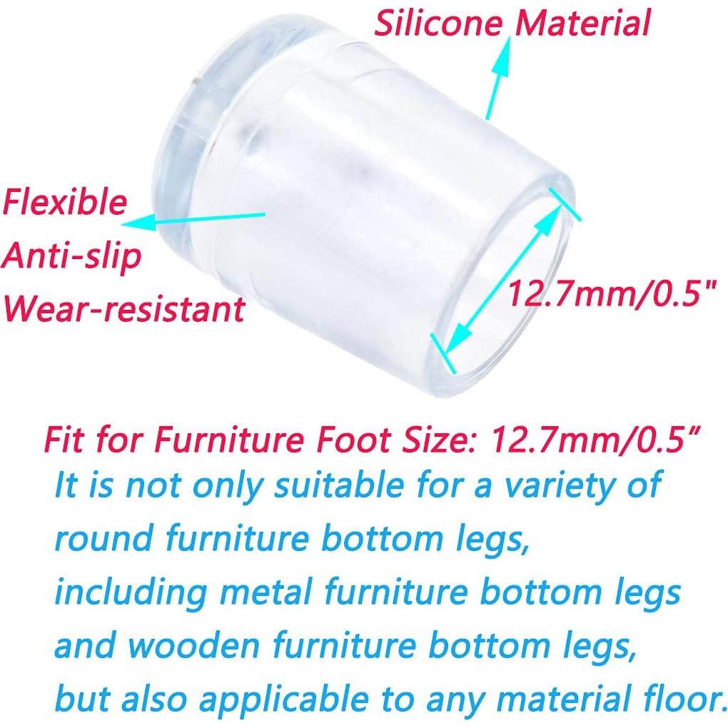Tapas de Silicona Semetall 12 Pcs 12.7mm para Patas de Sillas