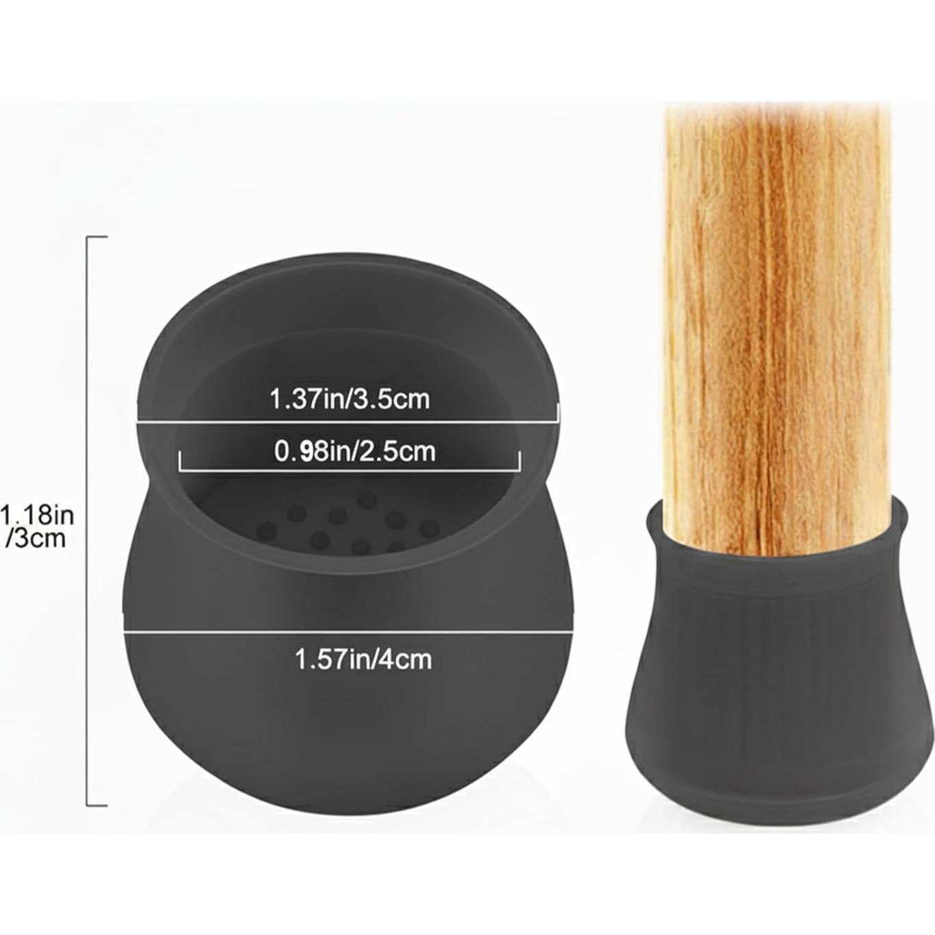 Paquete de 24 Protectores de Patas de Silla Silicona Negra