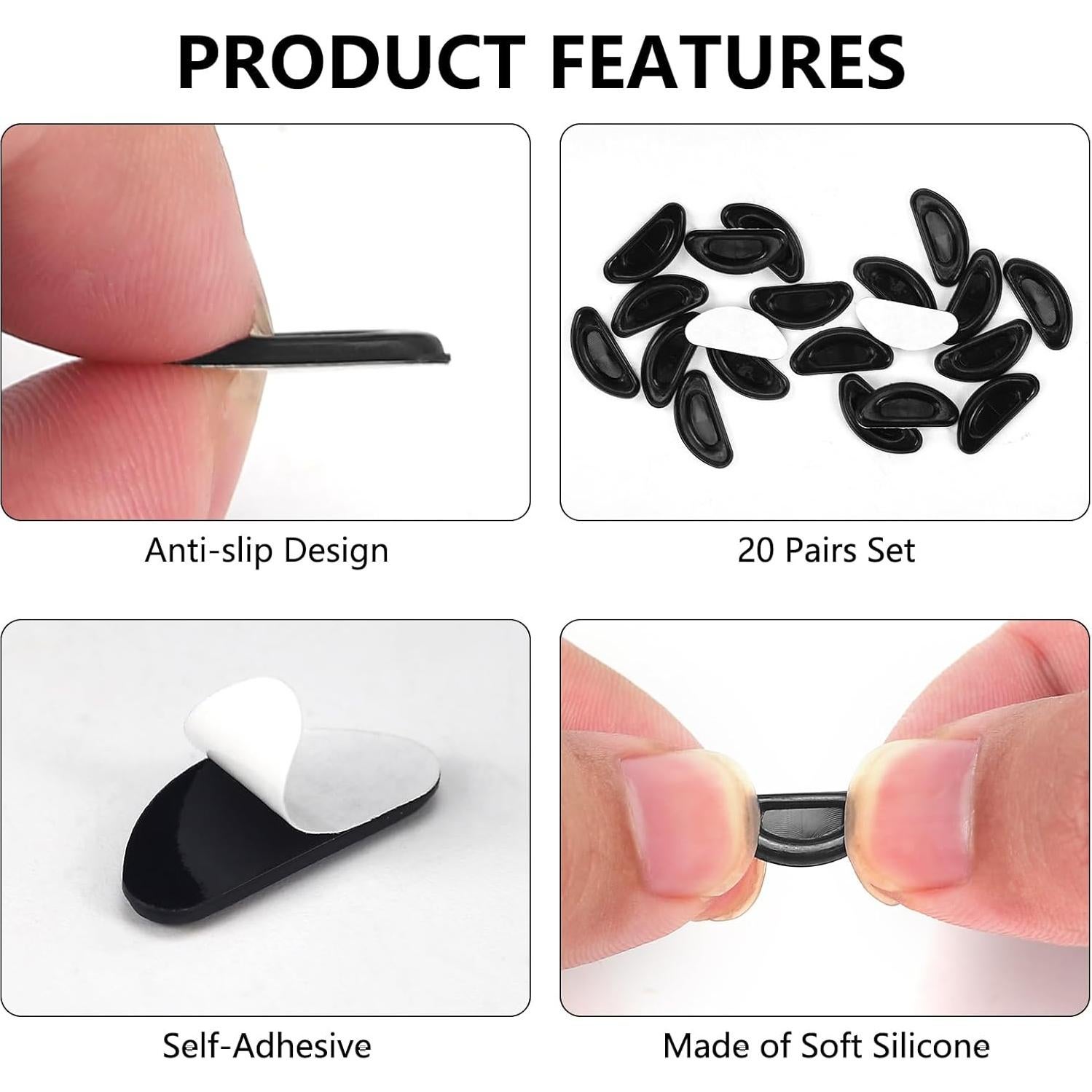 20 Pares Almohadillas de Nariz Silicona Antideslizantes YR