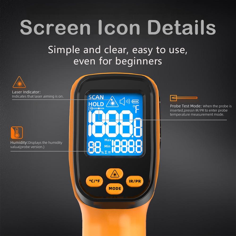 Termómetro Infrarrojo MOONASCEND K-JD-05 -50°C a 800°C