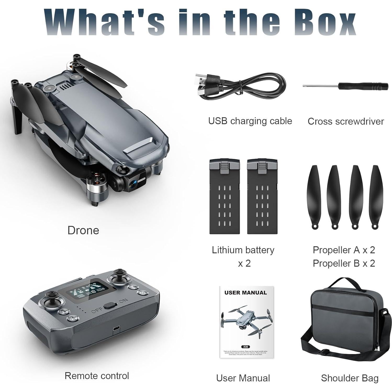 Dron GPS Glorale X38 con cámara 4K y gimbal 3 ejes