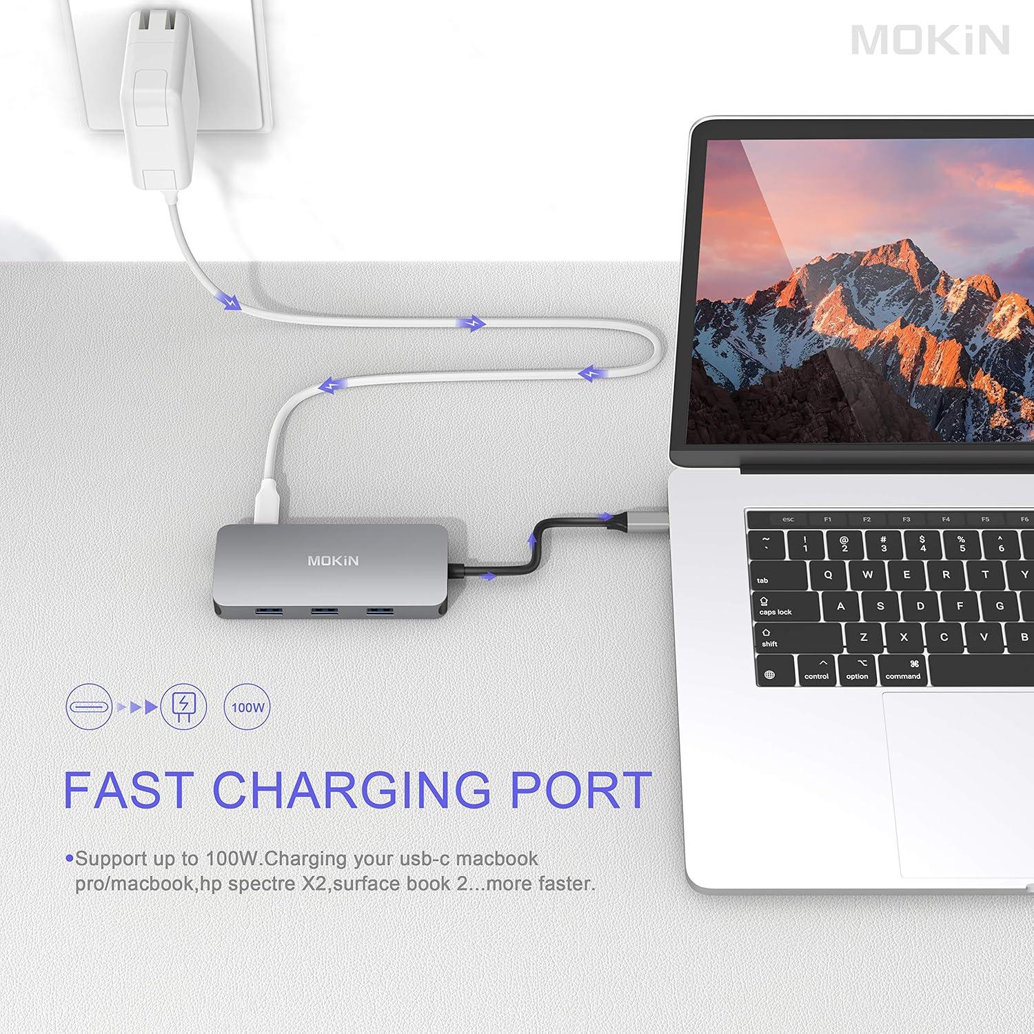 Adaptador USB-C Hub MOKiN 8-en-1 HDMI VGA 3 USB 3.0