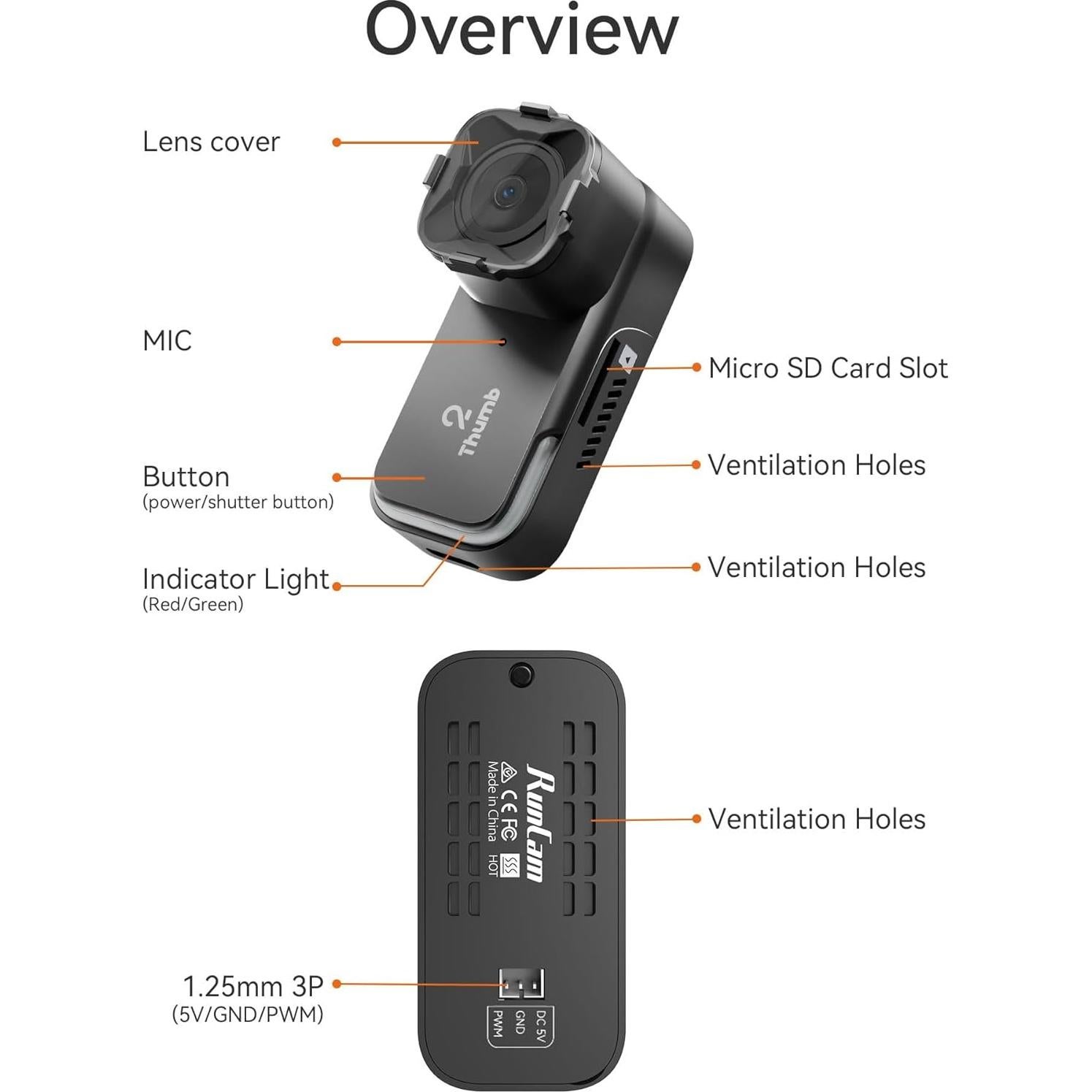 Cámara de acción RunCam Thumb Pro 4K 16g con filtro ND y SD 128GB